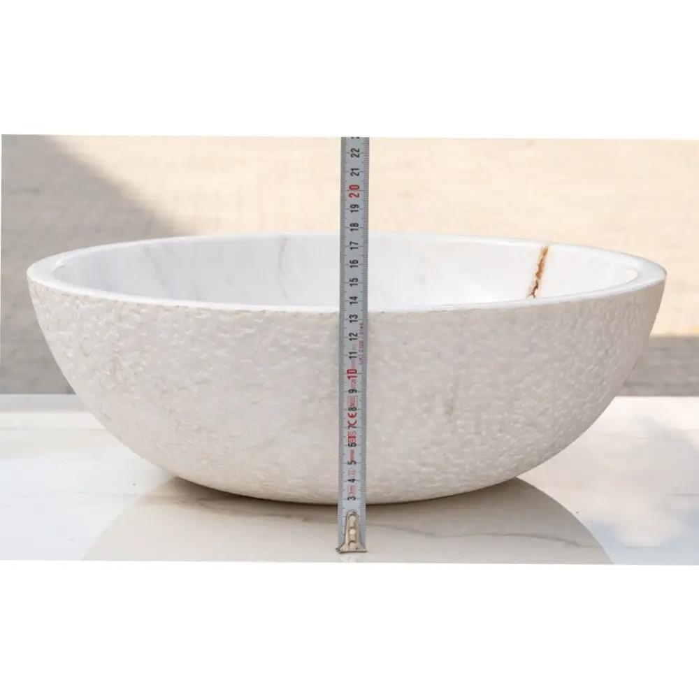 Calacatta White Marble Vessel Sink Bowl - Polished Interior 16x5 by GobekDesign