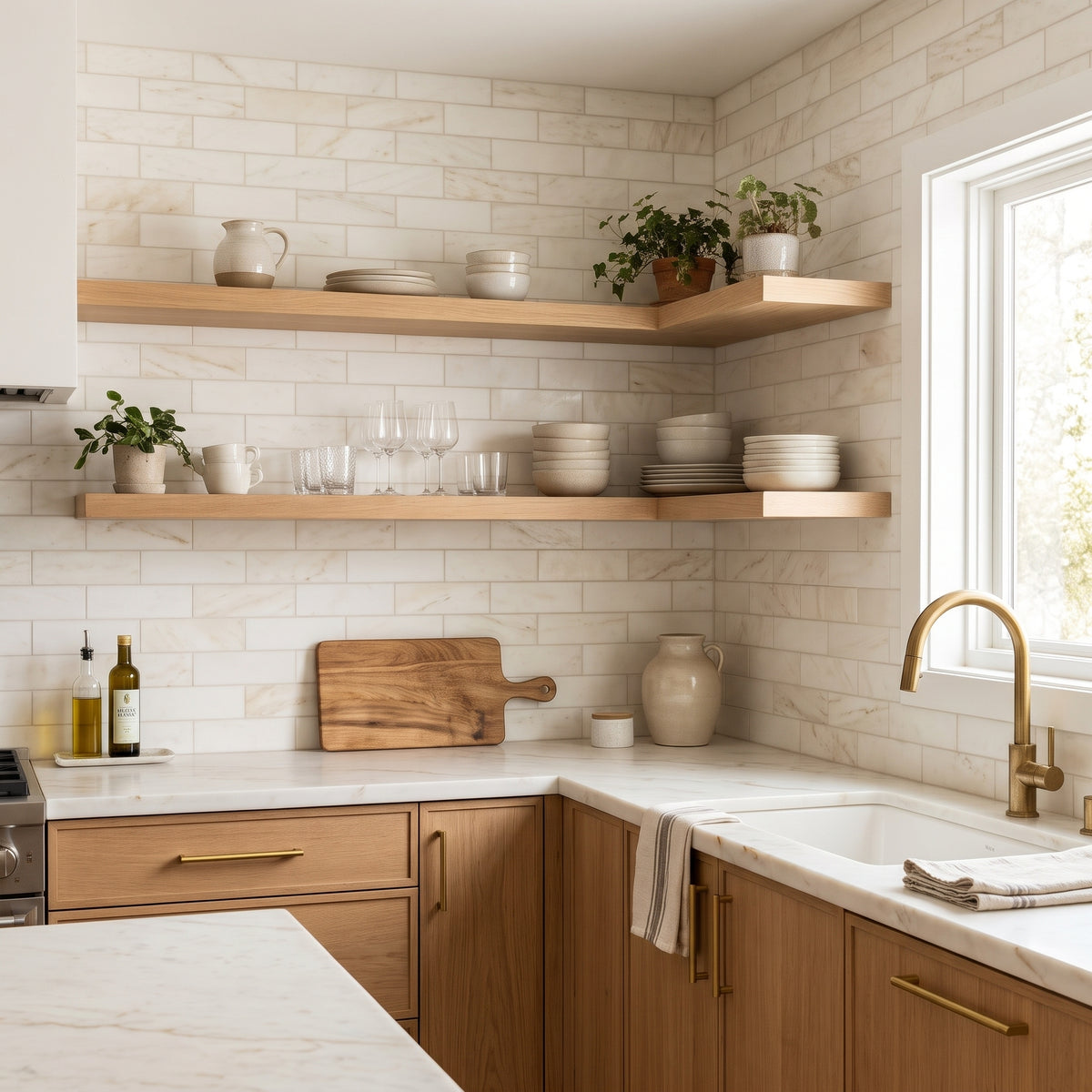Calacatta Miele Honed Subway Marble Tiles 3x12