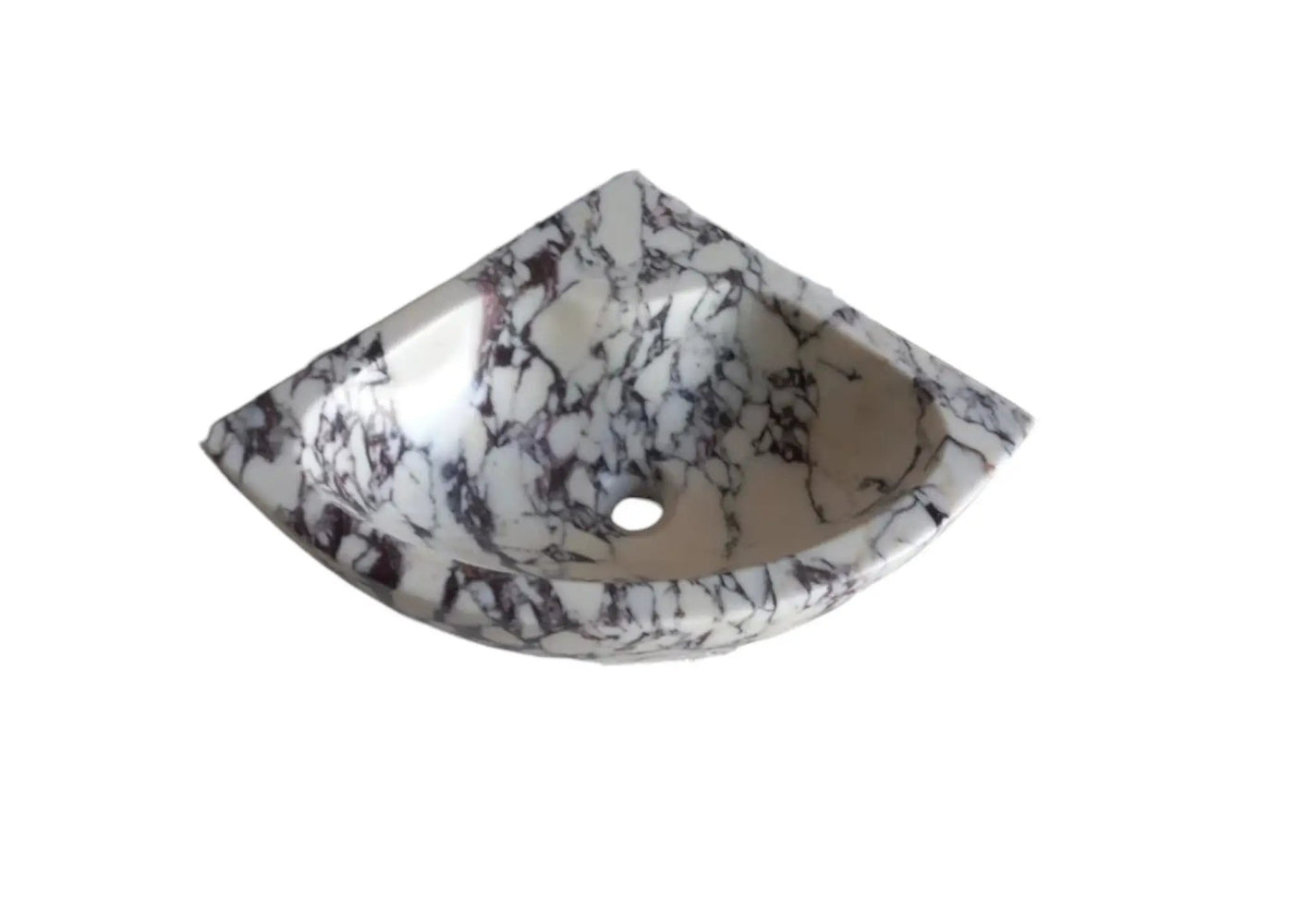 Calacatta Viola White Marble Wall-Mount Corner Vanity Sink 12x12 by GobekDesign