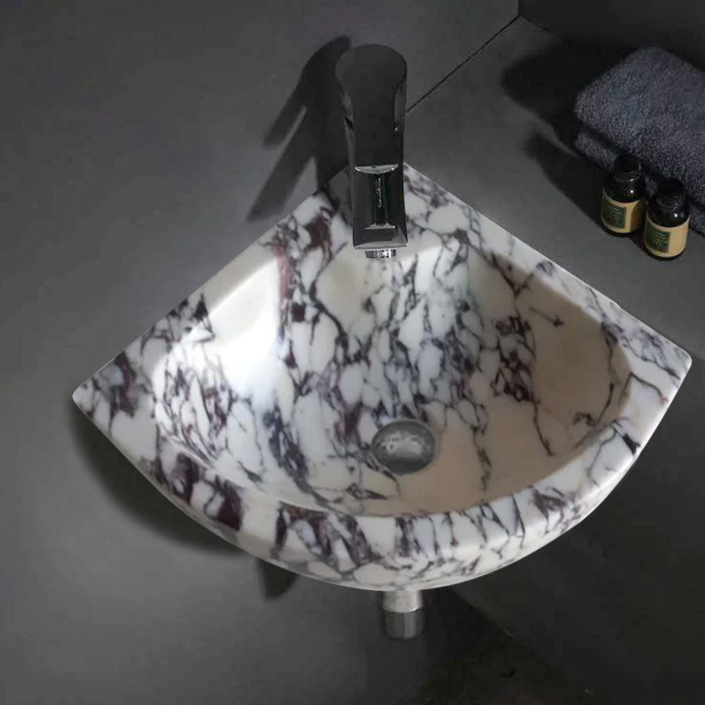 Calacatta Viola Marble Wall-Mount Bathroom Corner Vanity Sink (W)12" (L)12" (H)6" by GobekDesign