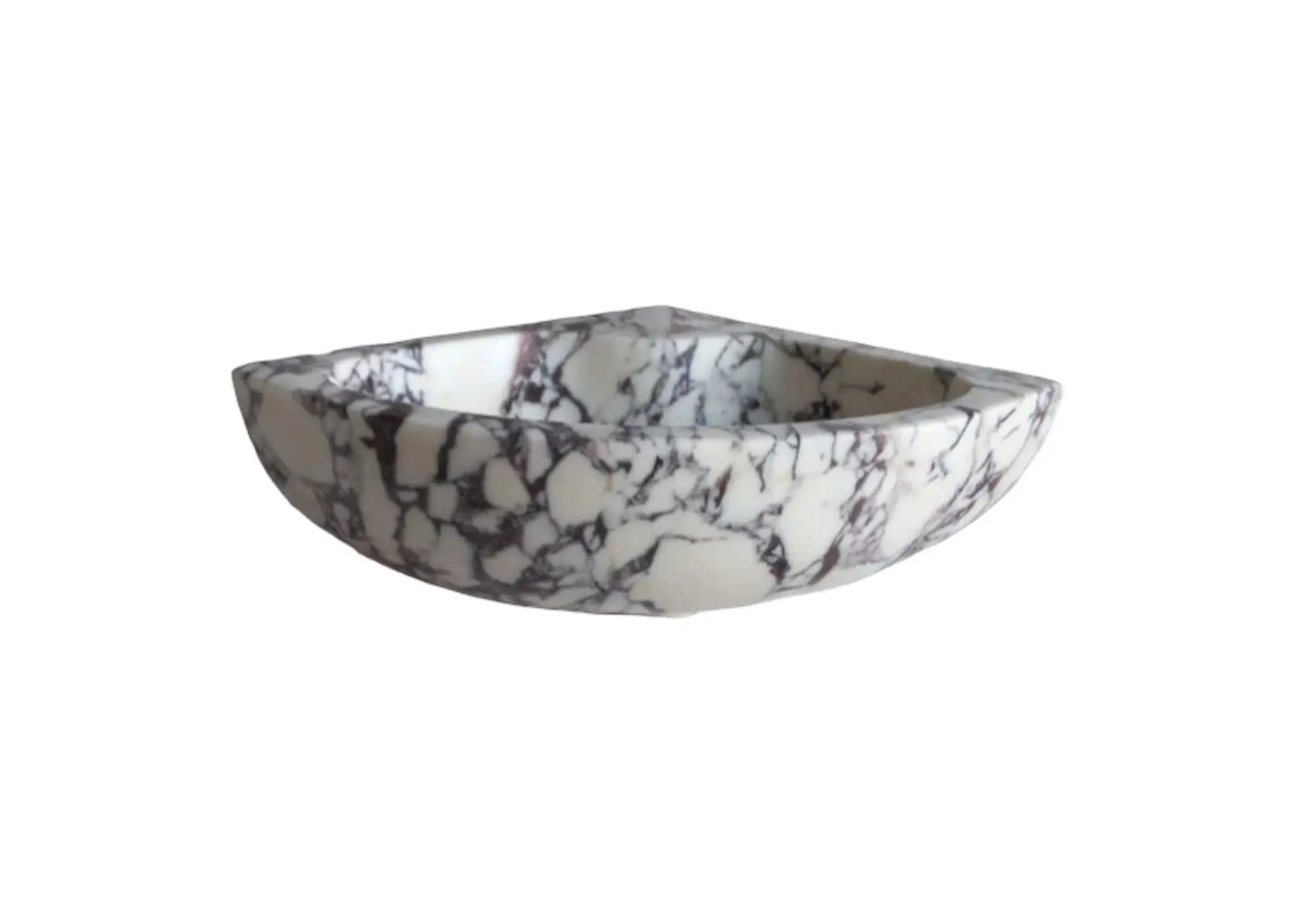 Calacatta Viola White Marble Wall-Mount Corner Vanity Sink 12x12 by GobekDesign