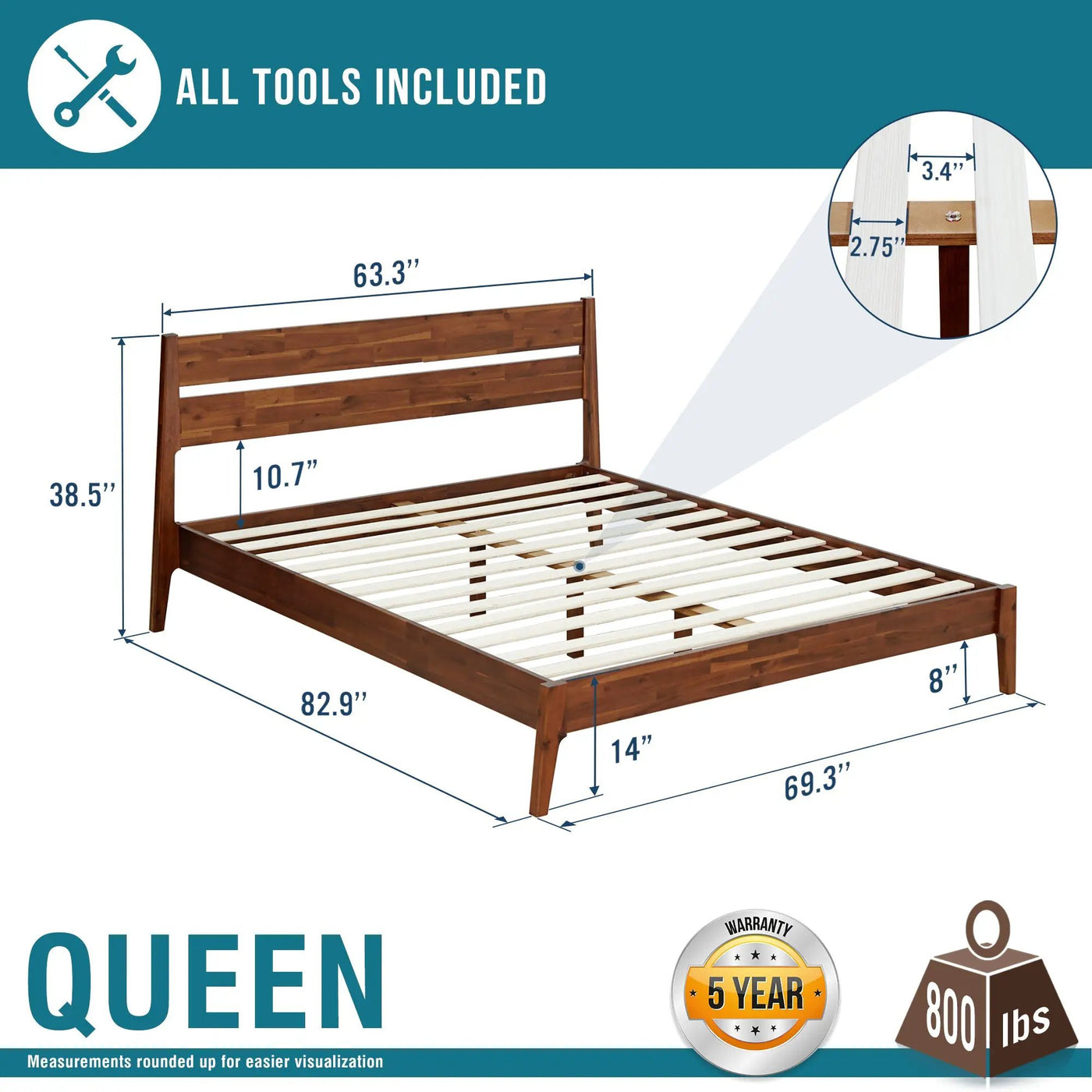 Callisto Solid Wood Bed Frame by Megsu