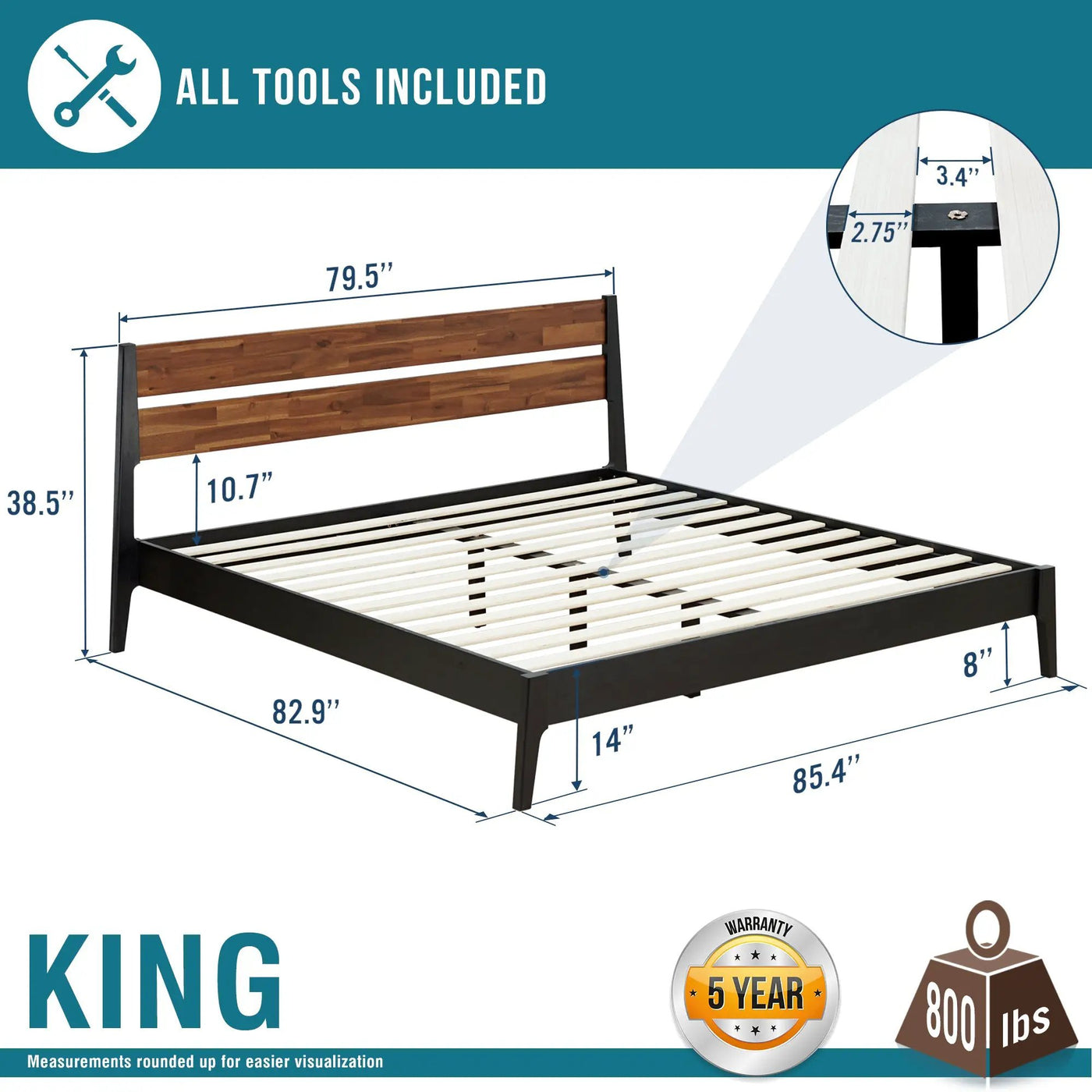 Callisto Solid Wood Bed Frame by Megsu