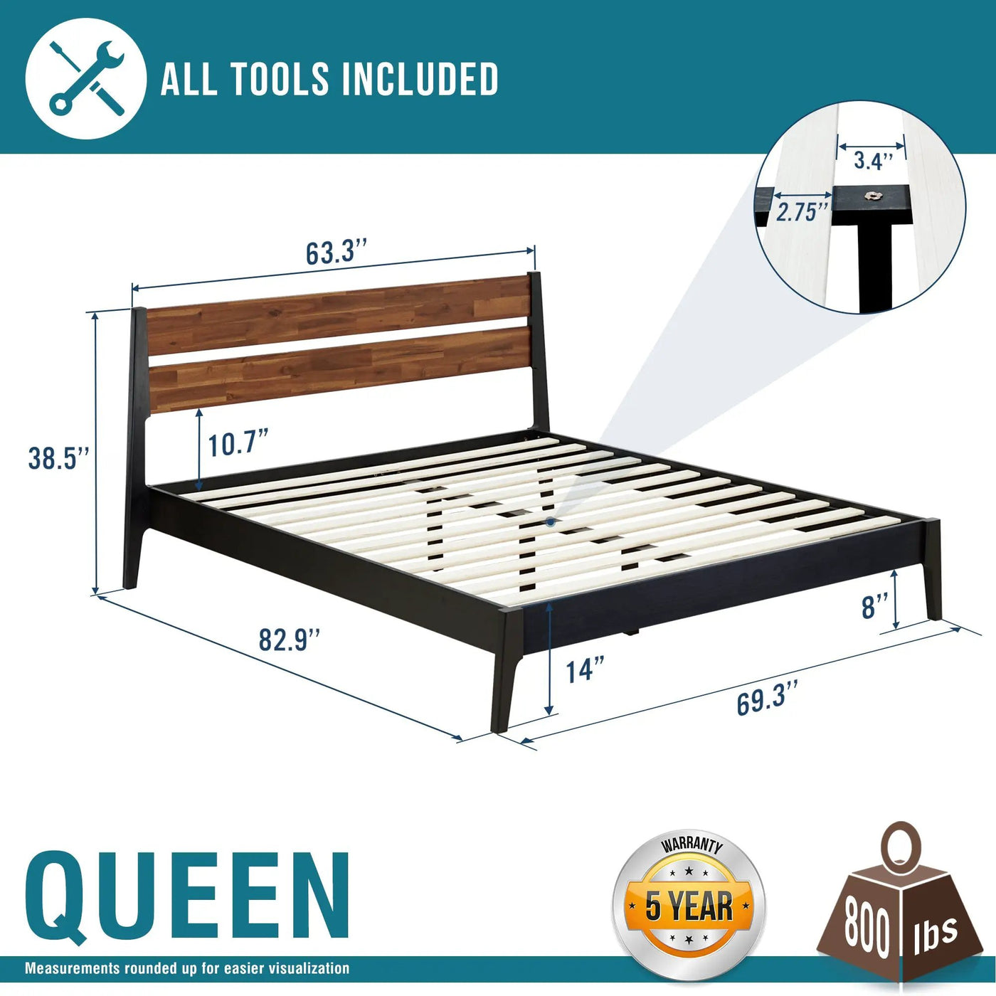 Callisto Solid Wood Bed Frame by Megsu