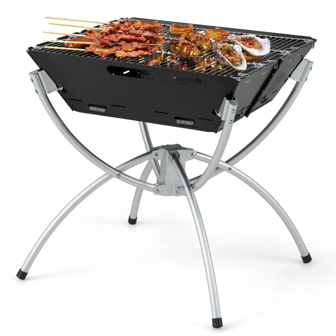 3-in-1 Camping Campfire Grill with Stainless Steel Grills Carrying Bag & Gloves by DirectDeals