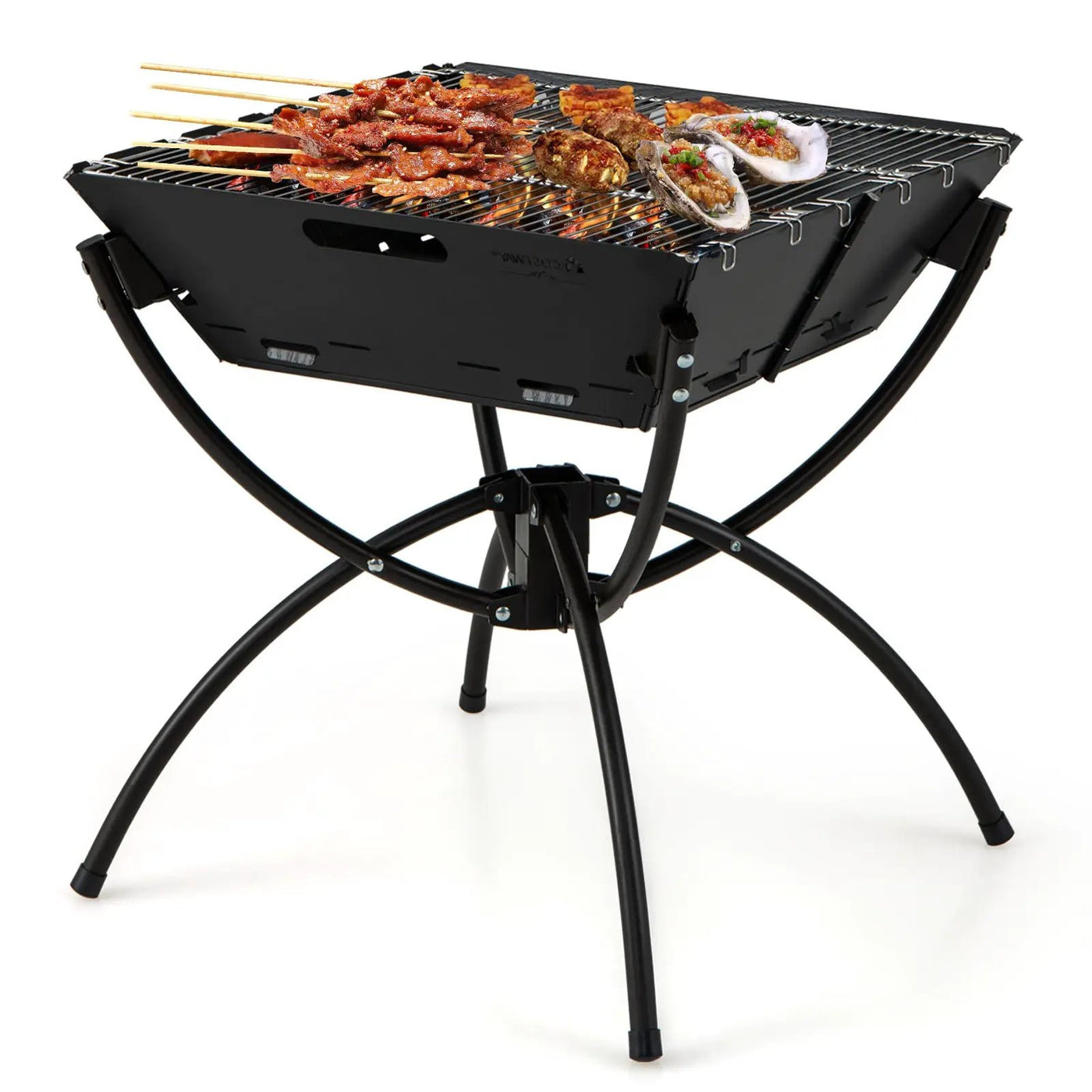 3-in-1 Camping Campfire Grill with Stainless Steel Grills Carrying Bag & Gloves by DirectDeals