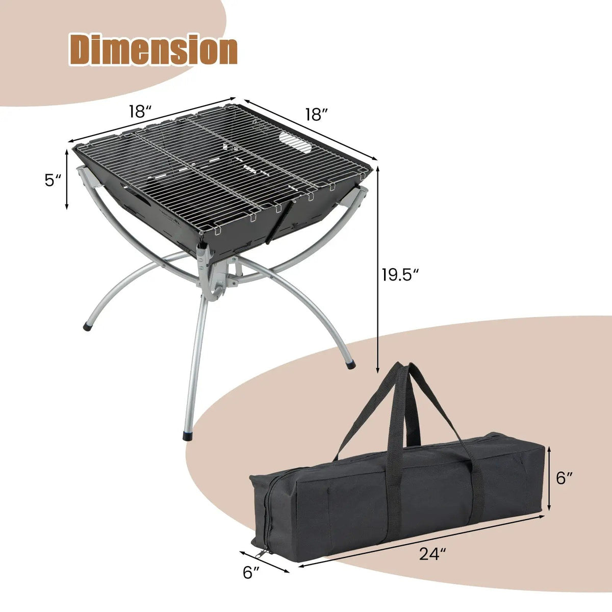 3-in-1 Camping Campfire Grill with Stainless Steel Grills Carrying Bag & Gloves by DirectDeals