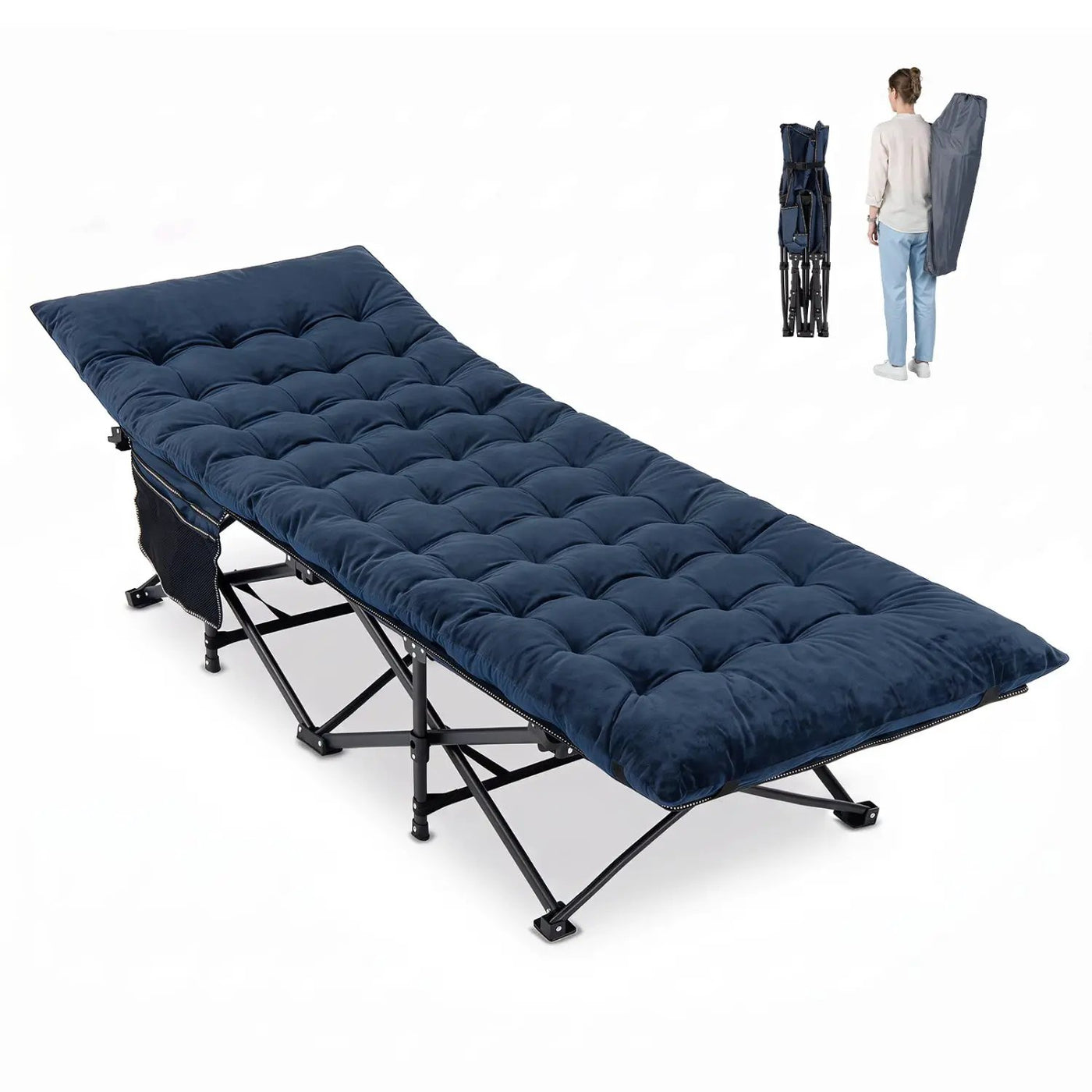 Camping Cot for Adults with Padded Mat and Carrying Bag by DirectDeals