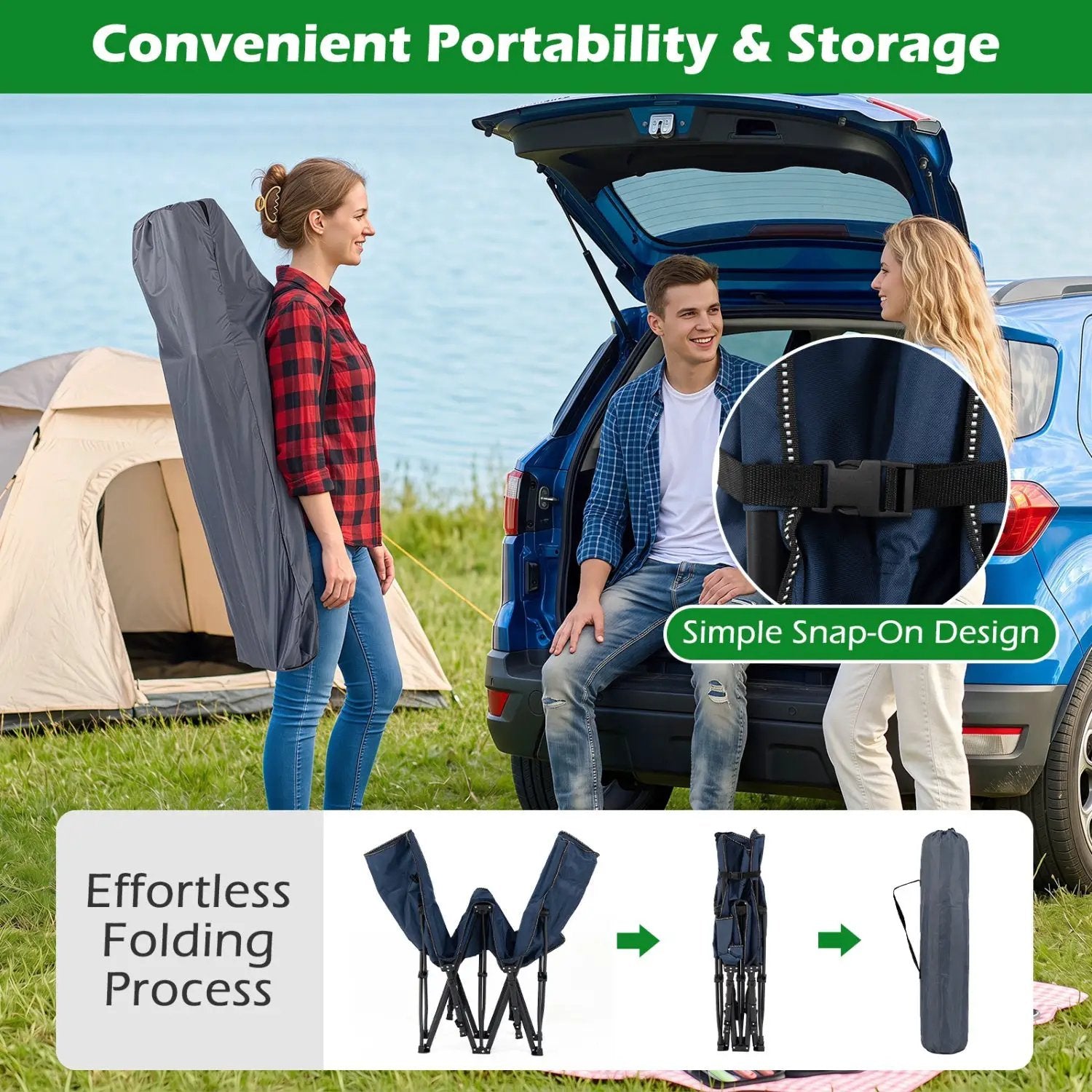 Camping Cot for Adults with Padded Mat and Carrying Bag by DirectDeals