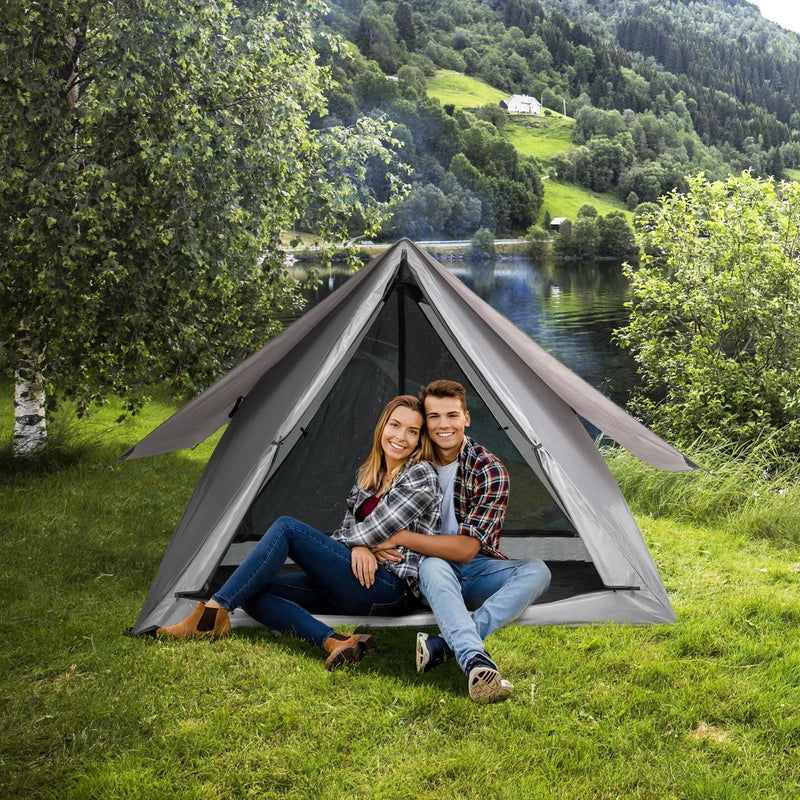 Pop-up Camping Tent for 2-3 People with Carry Bag and Rainfly for Backpacking Hiking Trip-Gray by DirectDeals