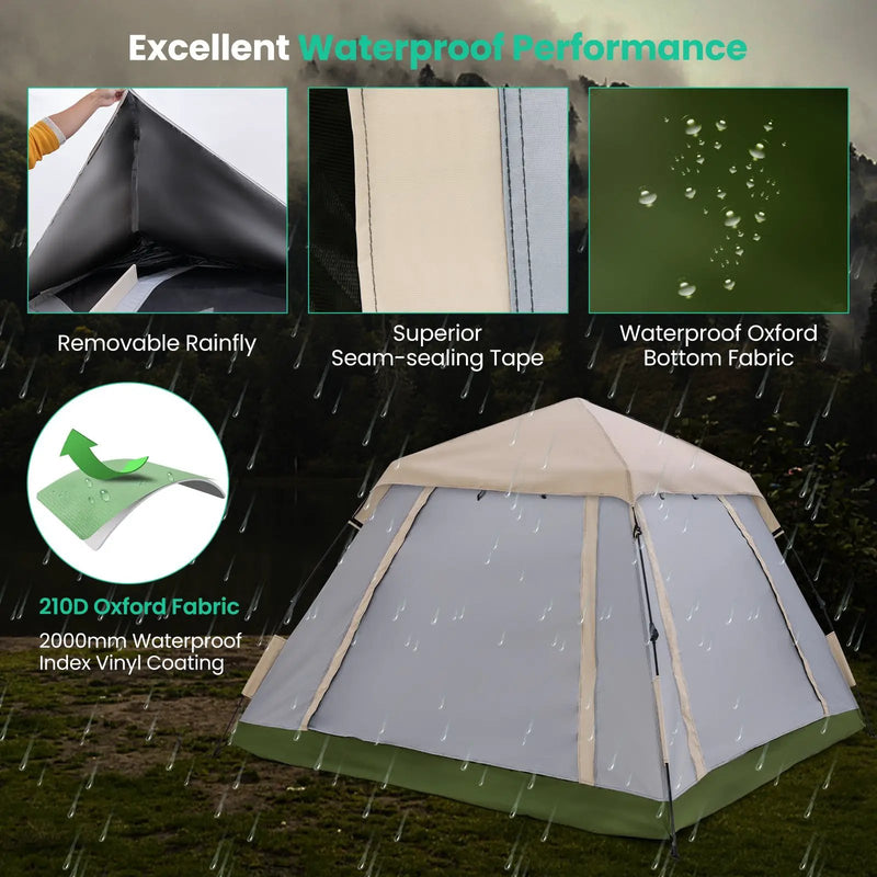 2-4 Person Instant Pop-up Camping Tent with Removable Rainfly by DirectDeals