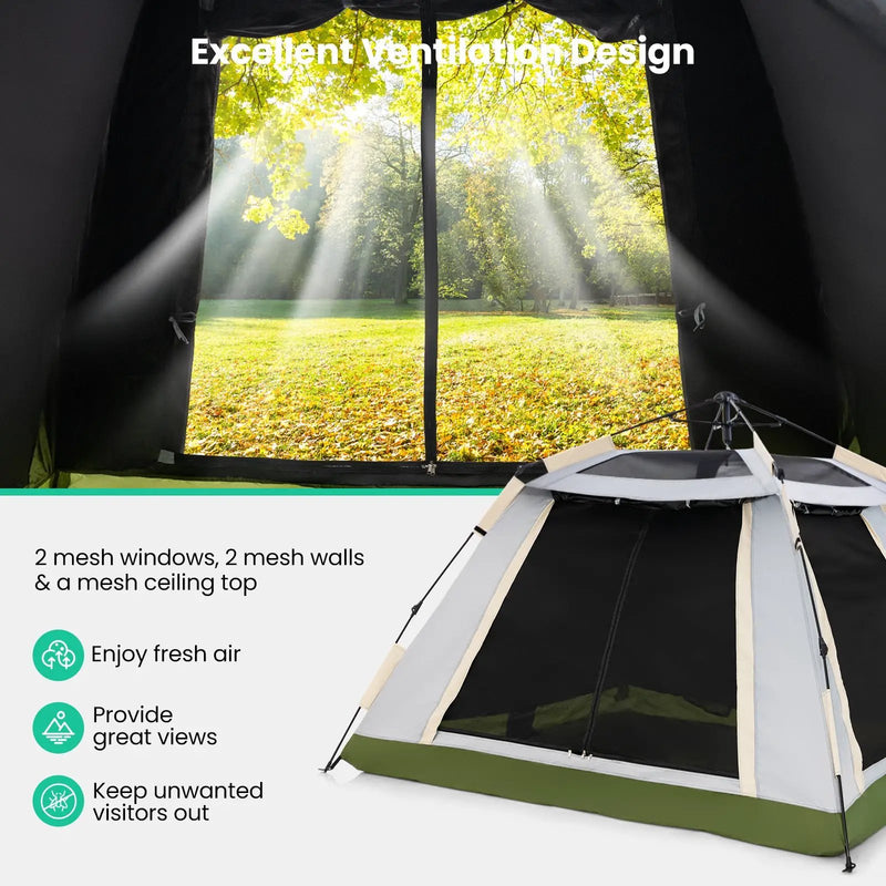 2-4 Person Instant Pop-up Camping Tent with Removable Rainfly by DirectDeals