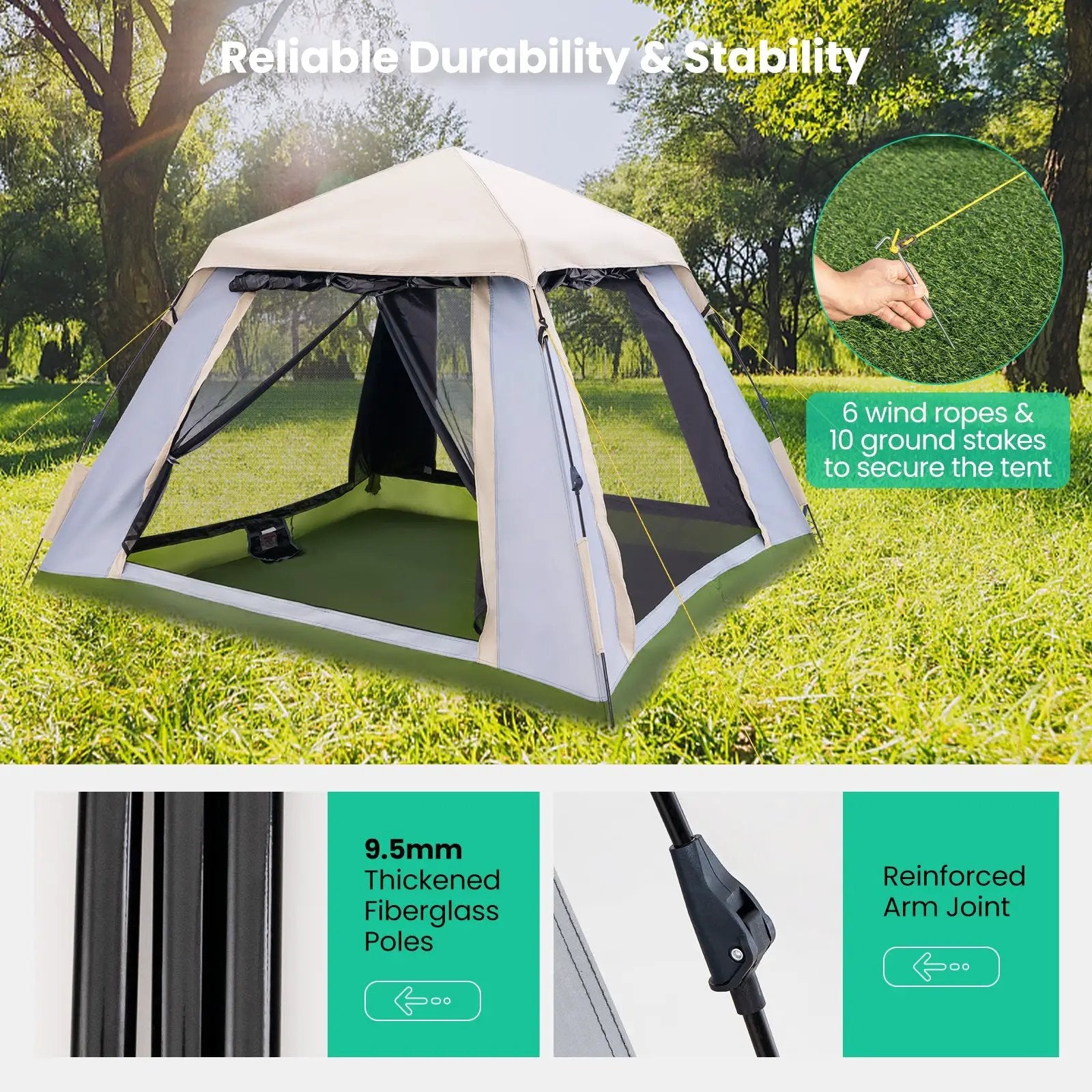 2-4 Person Instant Pop-up Camping Tent with Removable Rainfly by DirectDeals