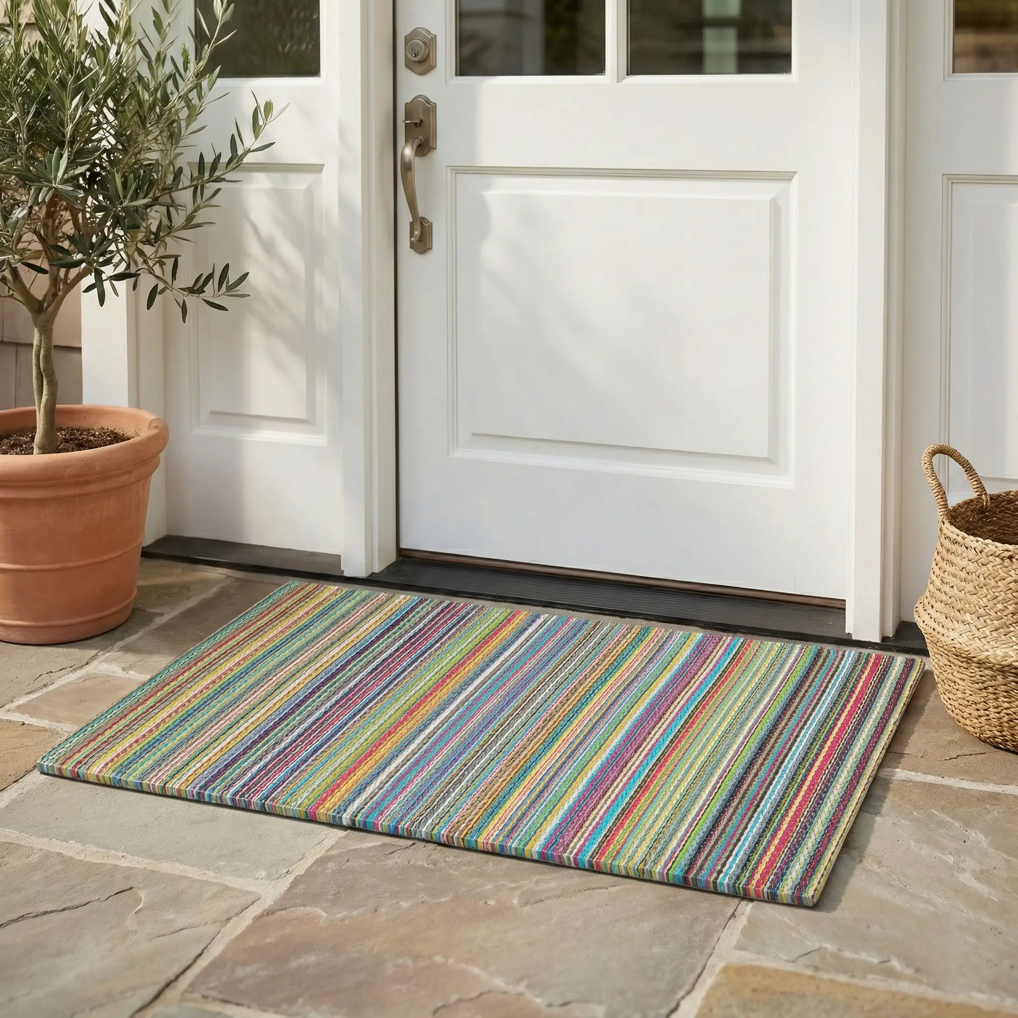 Cancun Candy Outdoor Doormat – 24" x 36" Non-Slip, Recycled Plastic by Fab Habitat