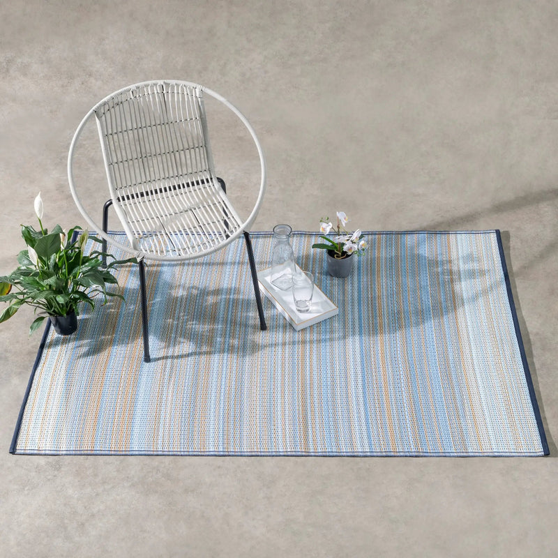 Cancun Shadow - Blue Outdoor Rug for Patio by Fab Habitat