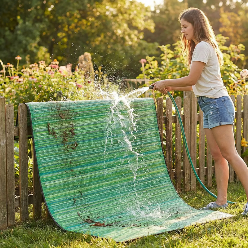 Cancun - Green Outdoor Rug for Patio by Fab Habitat