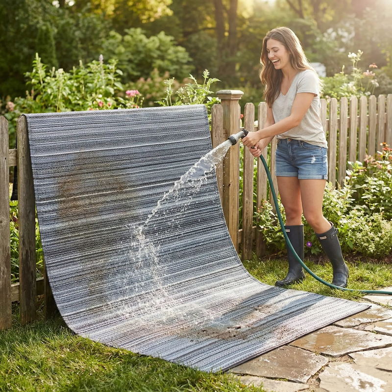 Cancun - Midnight Outdoor Rug for Patio by Fab Habitat