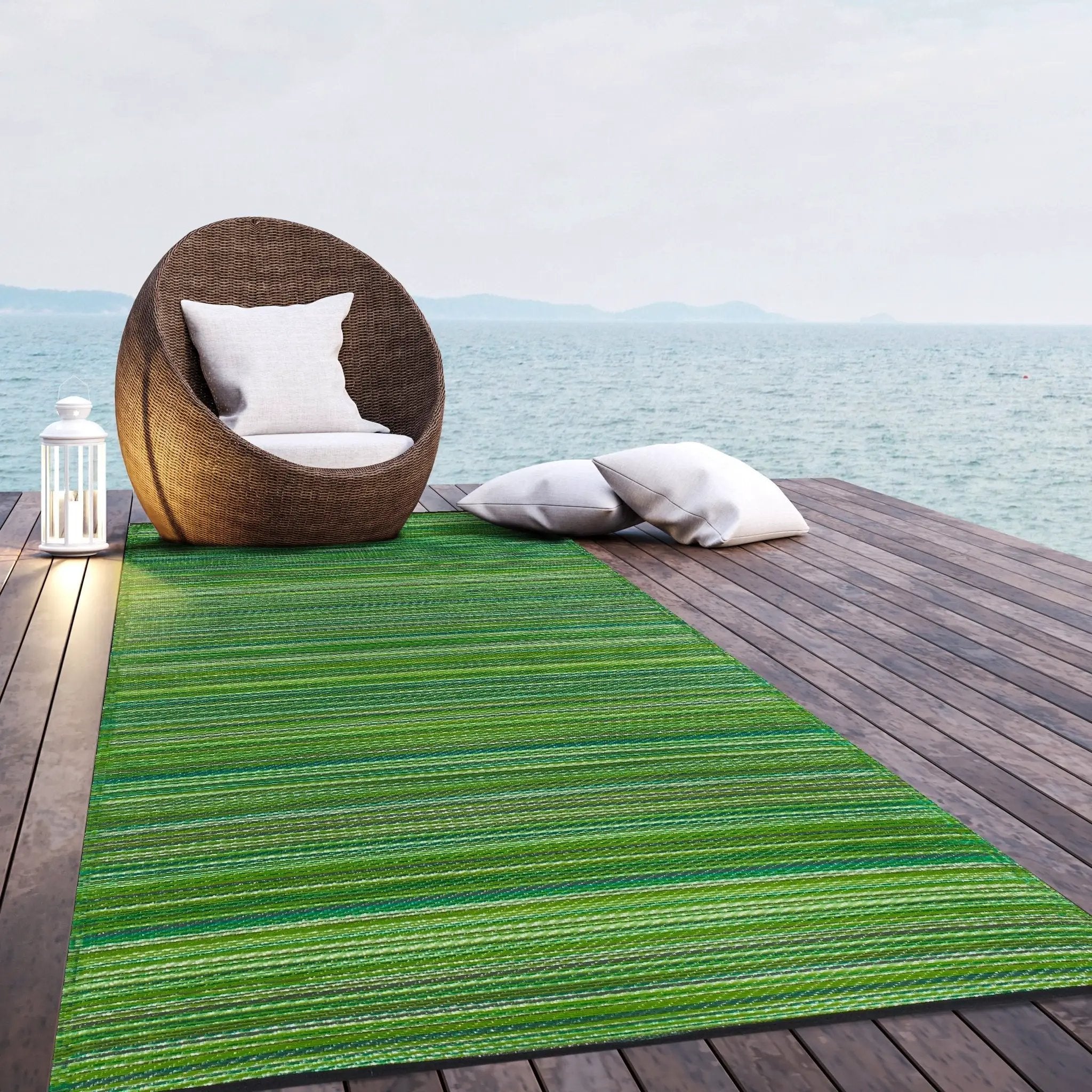 Cancun - Green Outdoor Rug for Patio by Fab Habitat