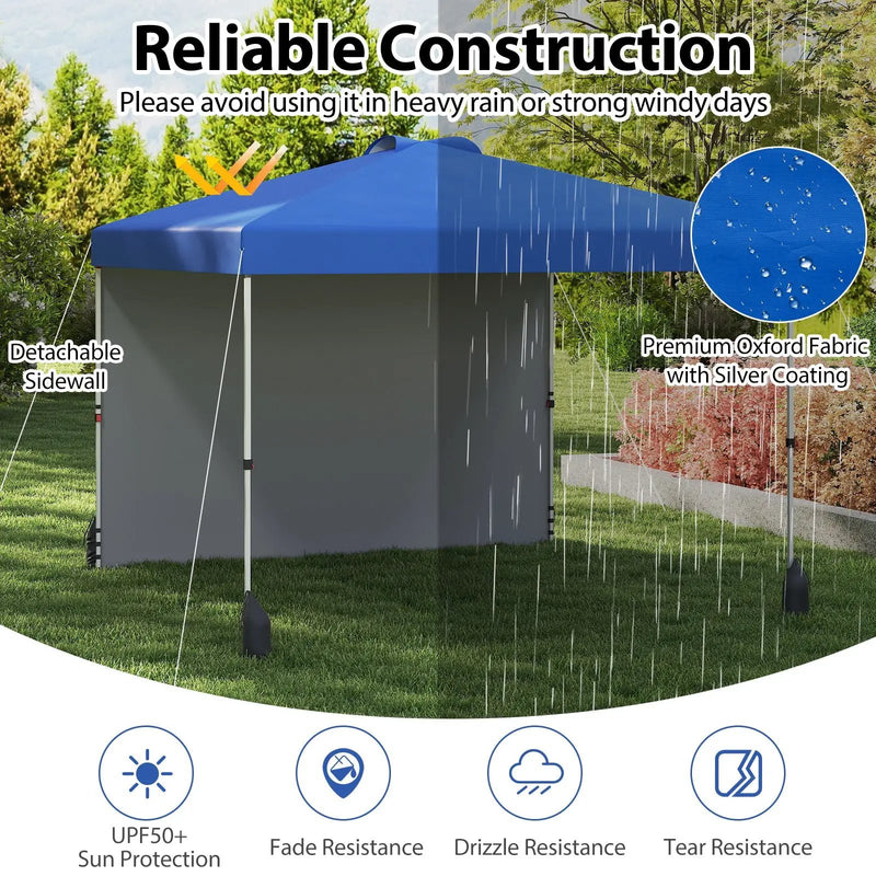 10 X 10 FT Pop up Canopy Tent with 1 Sidewall and Wheeled Bag by DirectDeals