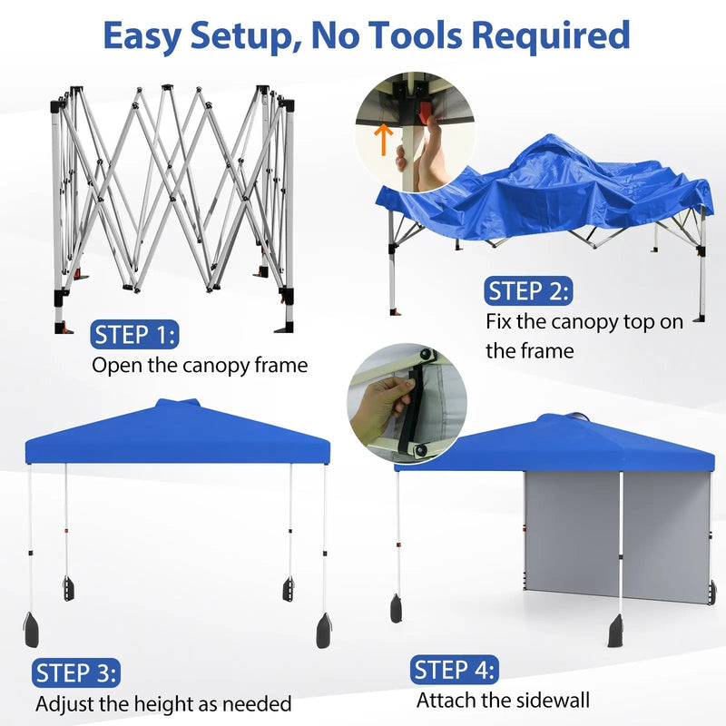 10 X 10 FT Pop up Canopy Tent with 1 Sidewall and Wheeled Bag by DirectDeals