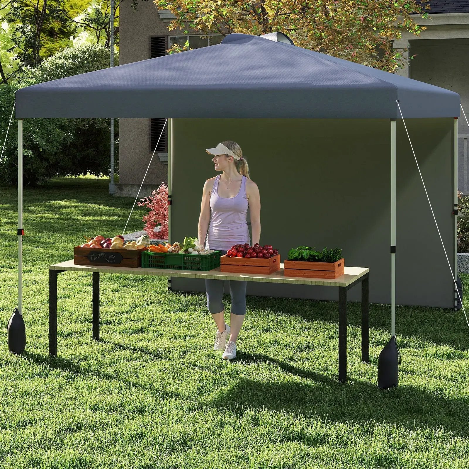 Collapsible Wagon with Removable Canopy and Detachable Storage Bag by DirectDeals