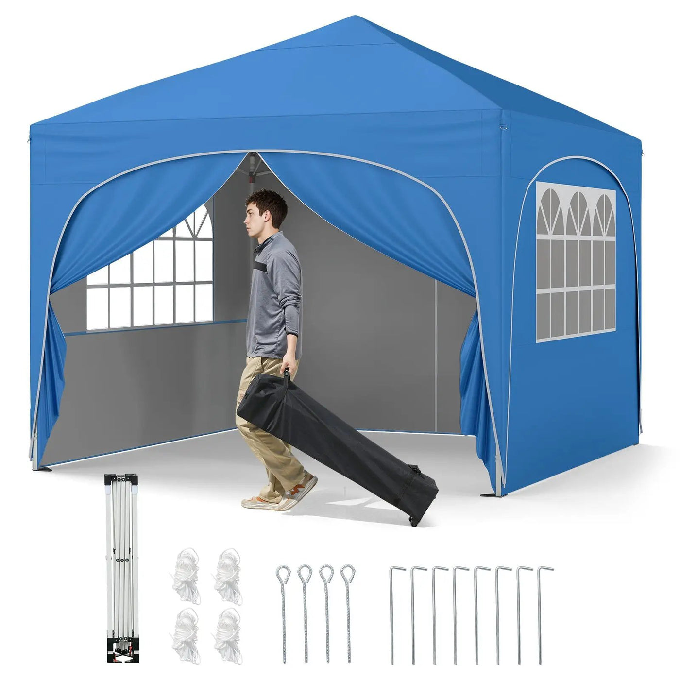 10 X 10 FT Pop up Canopy Tent with 4 Removable Sidewall by DirectDeals