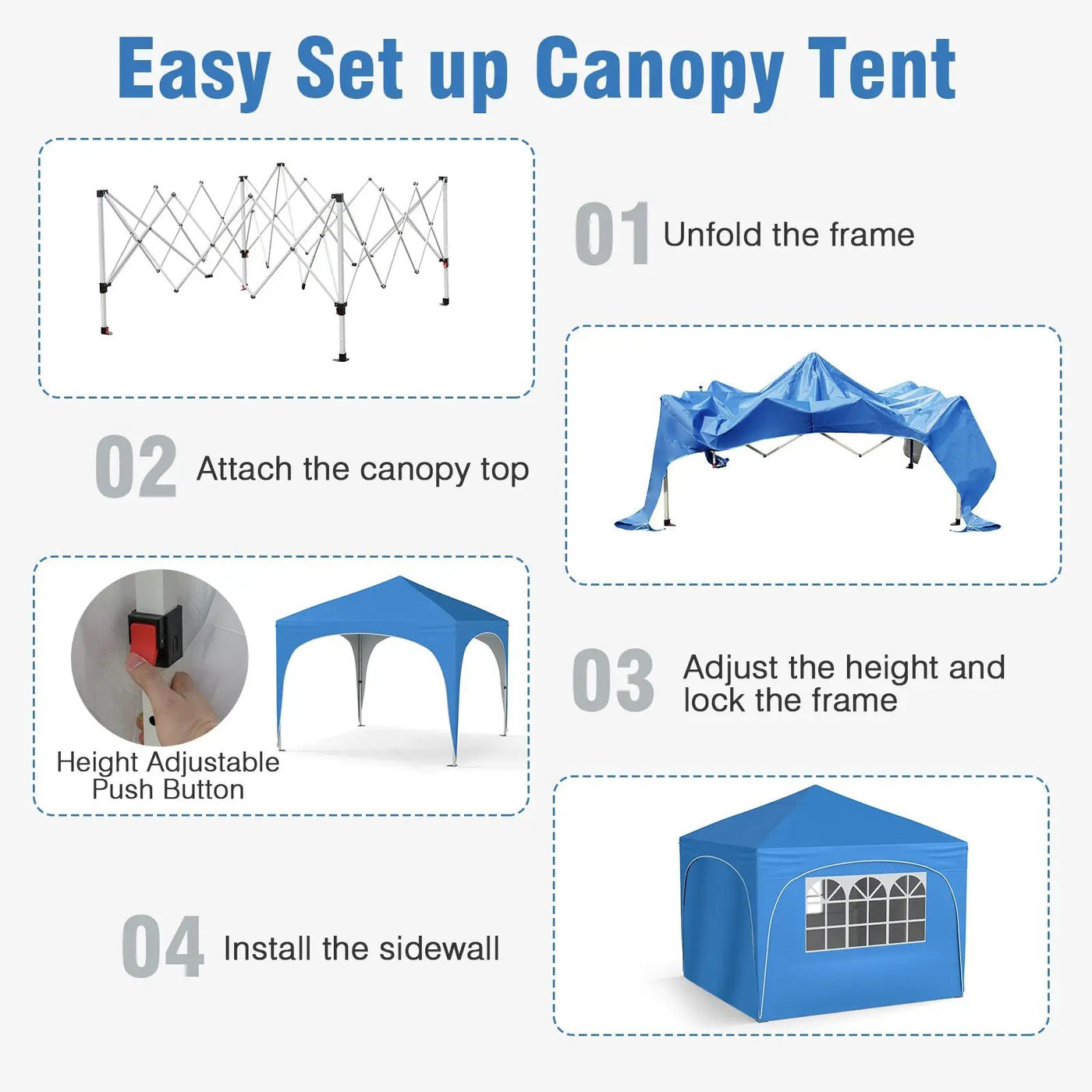 10 X 10 FT Pop up Canopy Tent with 4 Removable Sidewall by DirectDeals