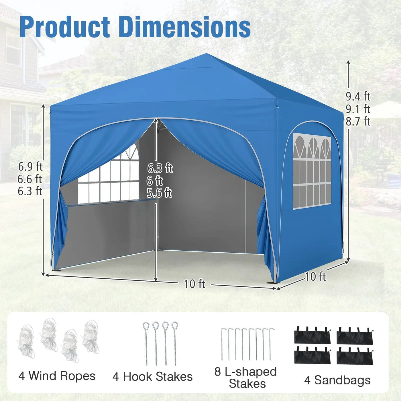 10 X 10 FT Pop up Canopy Tent with 4 Removable Sidewall by DirectDeals