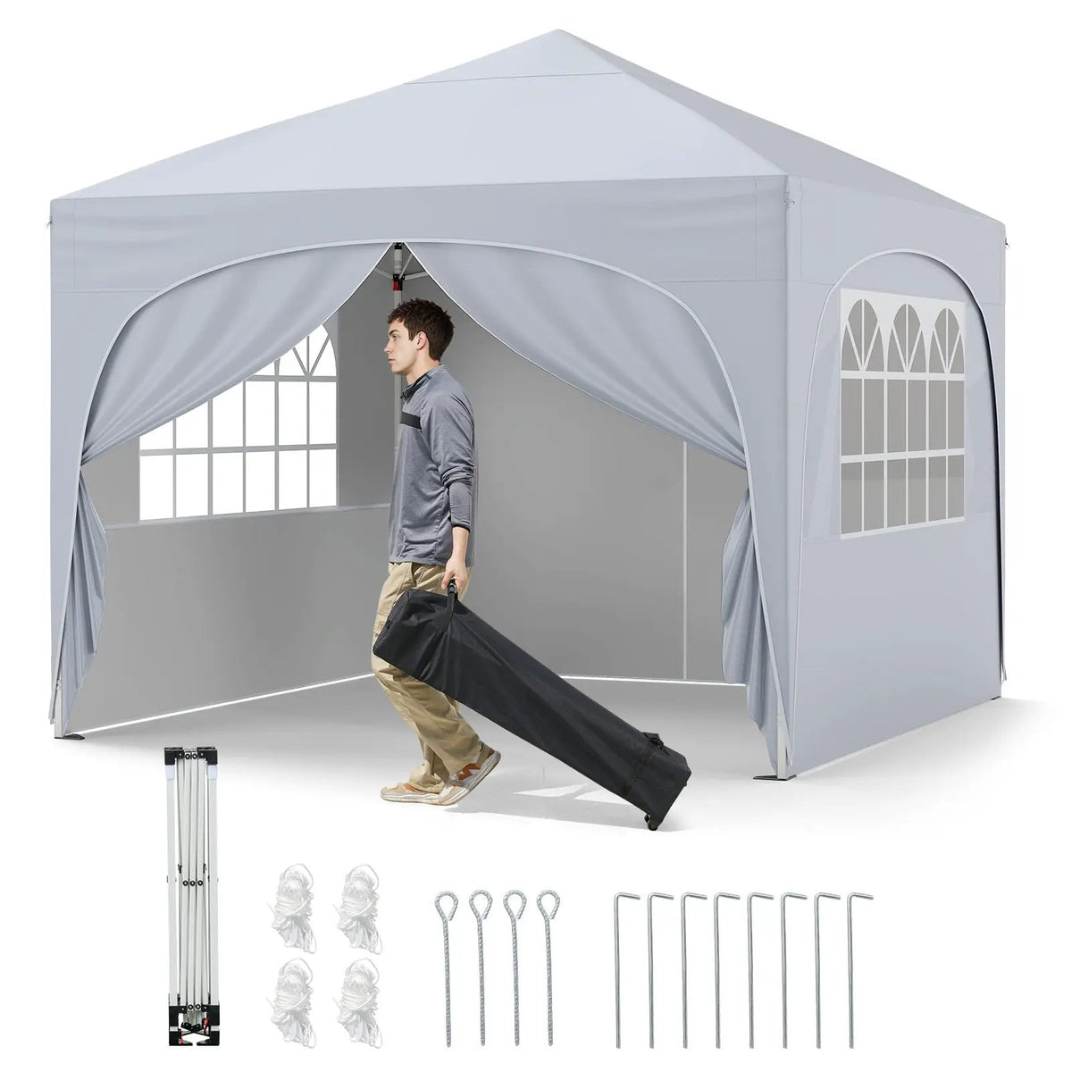 10 X 10 FT Pop up Canopy Tent with 4 Removable Sidewall by DirectDeals