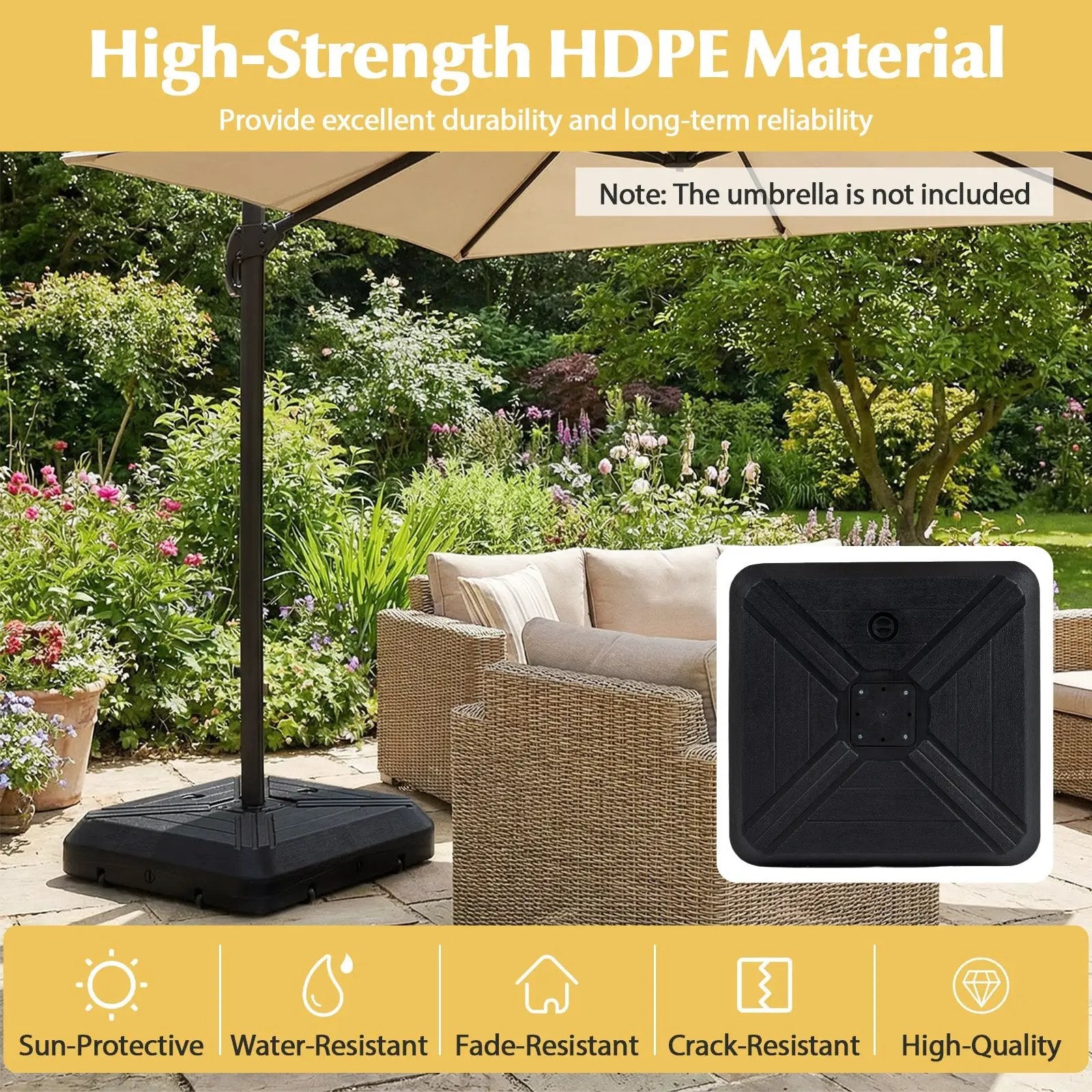 Cantilever Offset Umbrella Base with Wheels for Backyard Poolside by DirectDeals