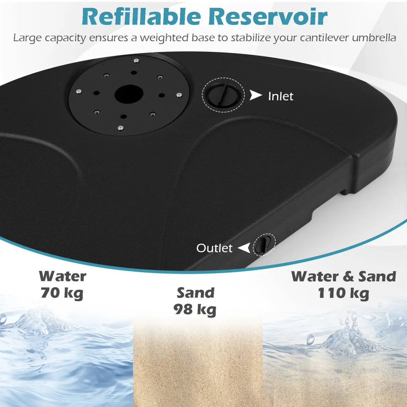 Cantilever Patio Umbrella Base 242 LBS Water and Sand Fillable Weighted Stand by DirectDeals