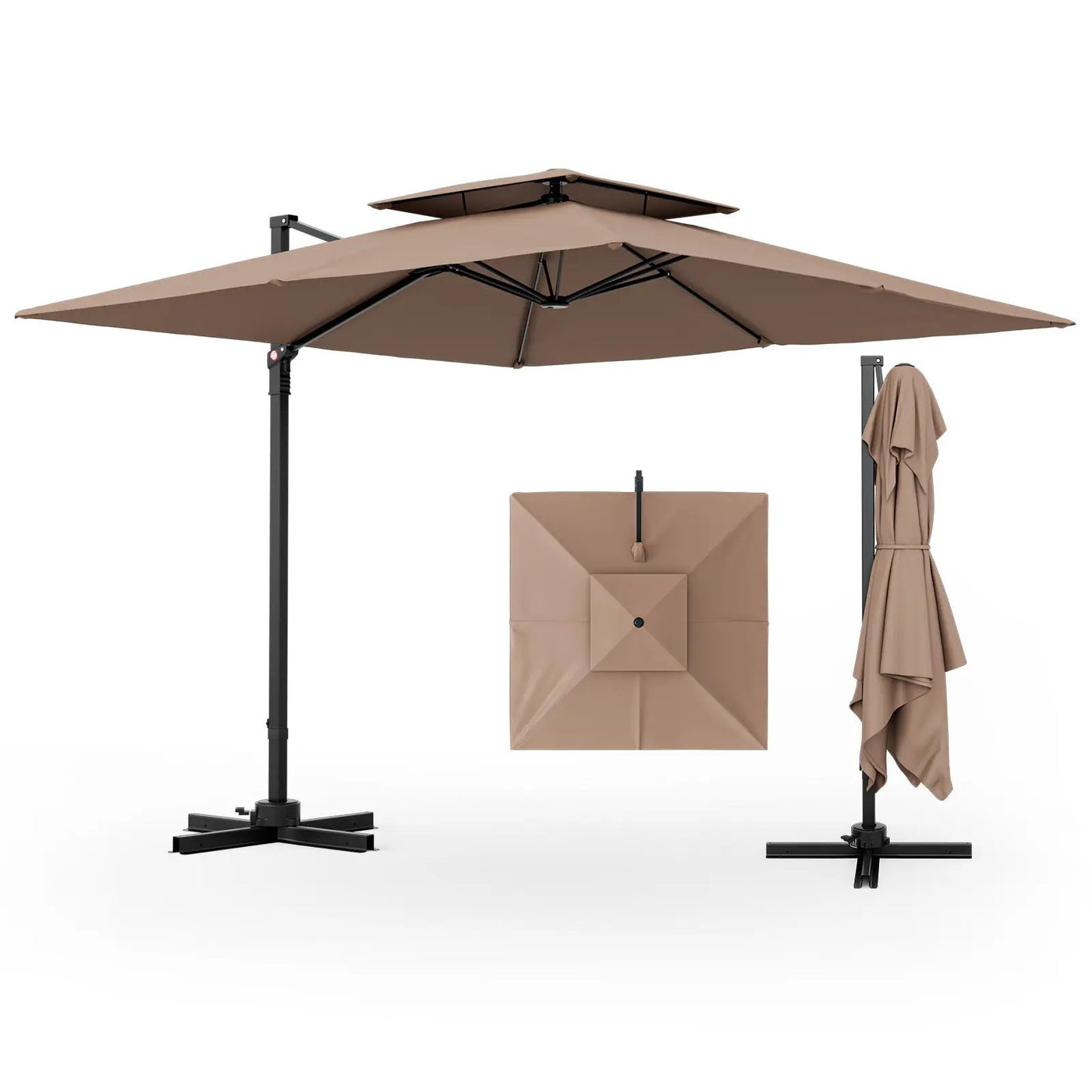 9.5 Feet Cantilever Patio Umbrella with 360° Rotation and Double Top by DirectDeals