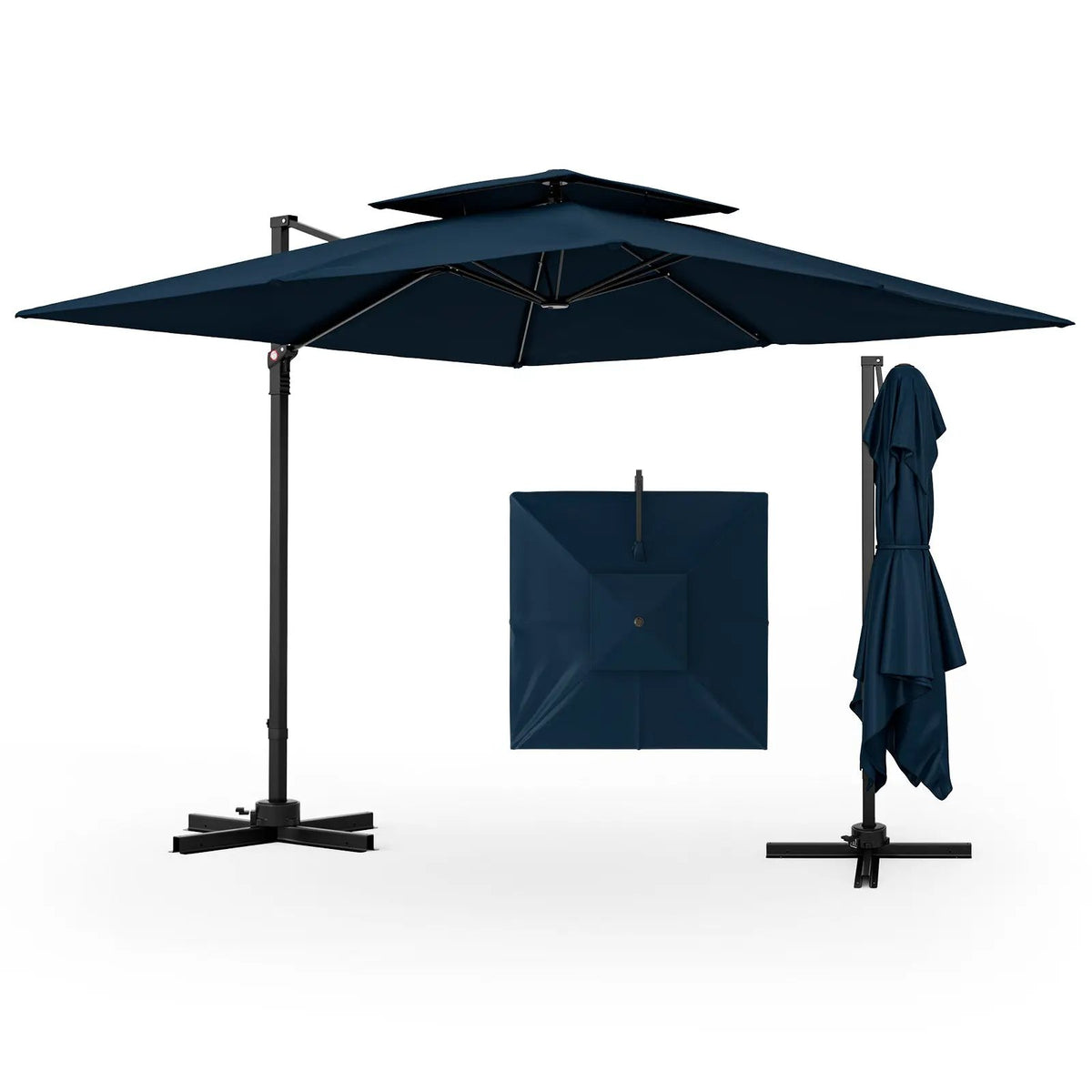 9.5 Feet Cantilever Patio Umbrella with 360° Rotation and Double Top by DirectDeals
