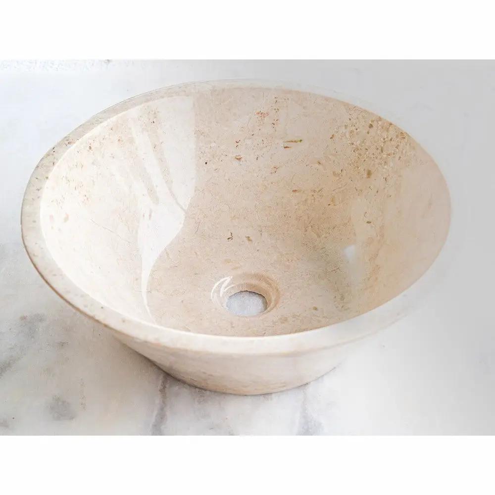 Cappuccino Beige Marble V-Shape Vessel Sink Polished Finish 16x6 by GobekDesign