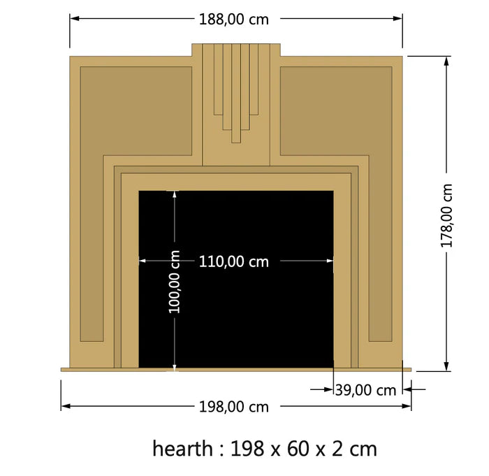 Cappuccino Beige Marble Hand-carved Art Deco Fireplace Mantel Polished (W)70" (L)74" by GobekDesign