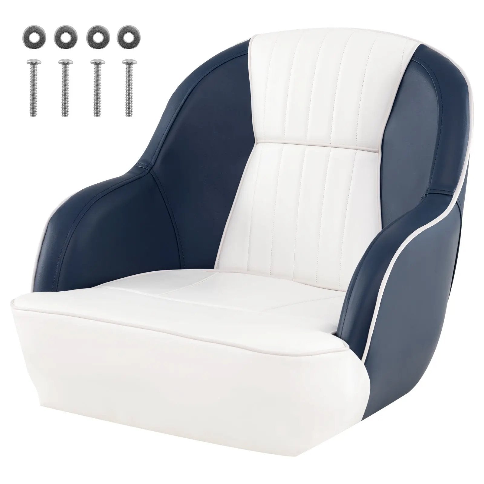 Captain Bucket Seat Pontoon Boat Chair with PVC Leather and Armrests-Blue by DirectDeals