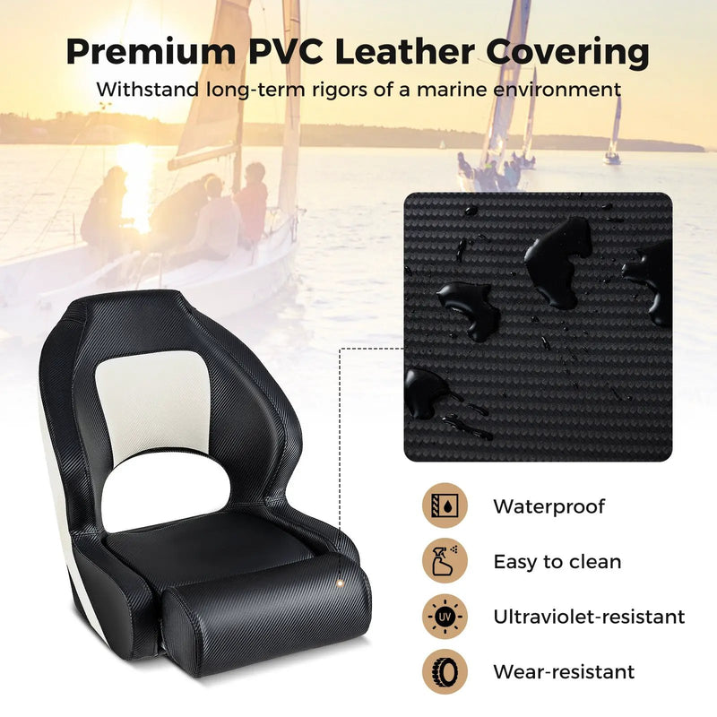 Captain Bucket Seat with Waterproof PVC Leather for Sightseeing Boat-Black by DirectDeals