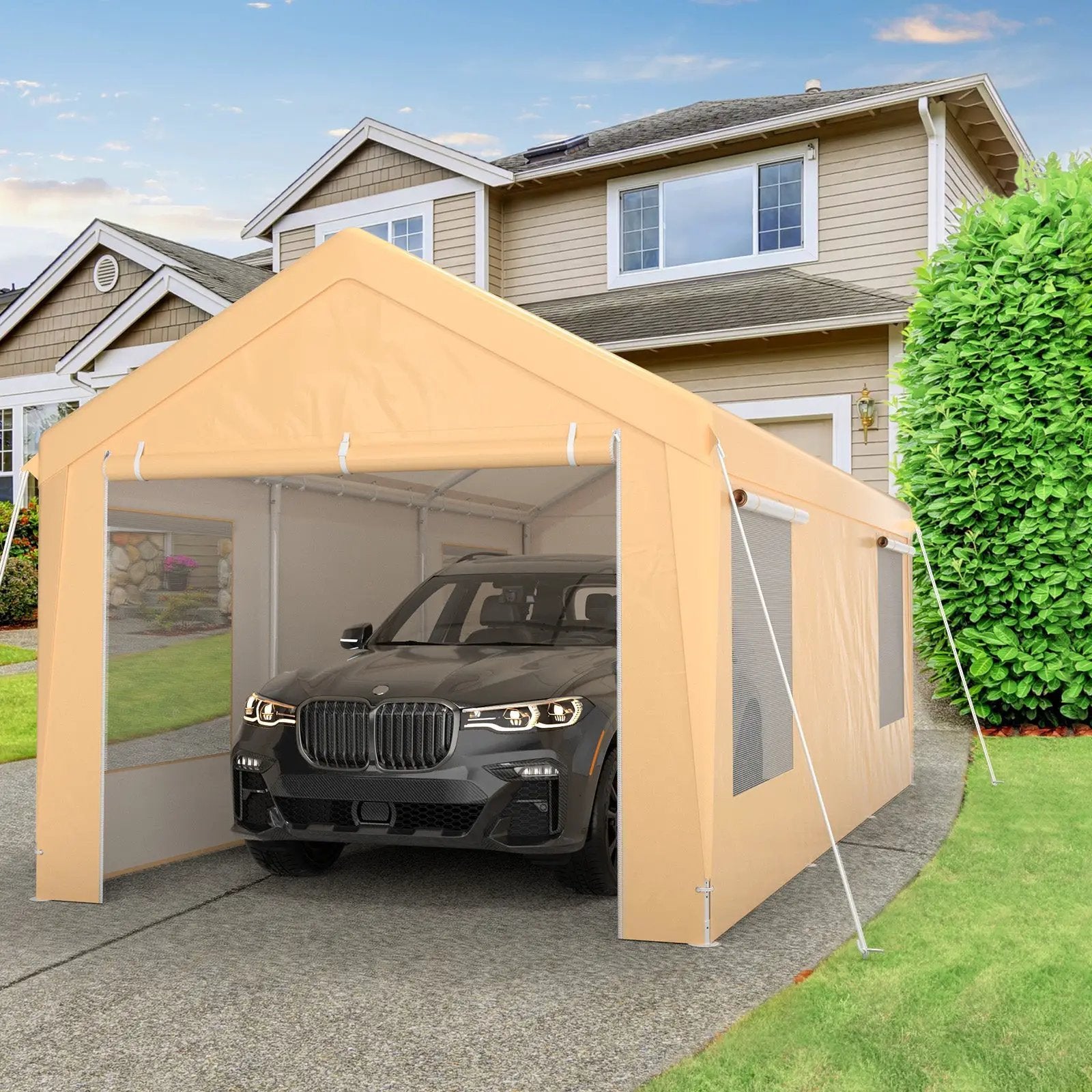 10 x 20 Feet Heavy-Duty Steel Portable Carport Car Canopy Shelter-Yellow by DirectDeals