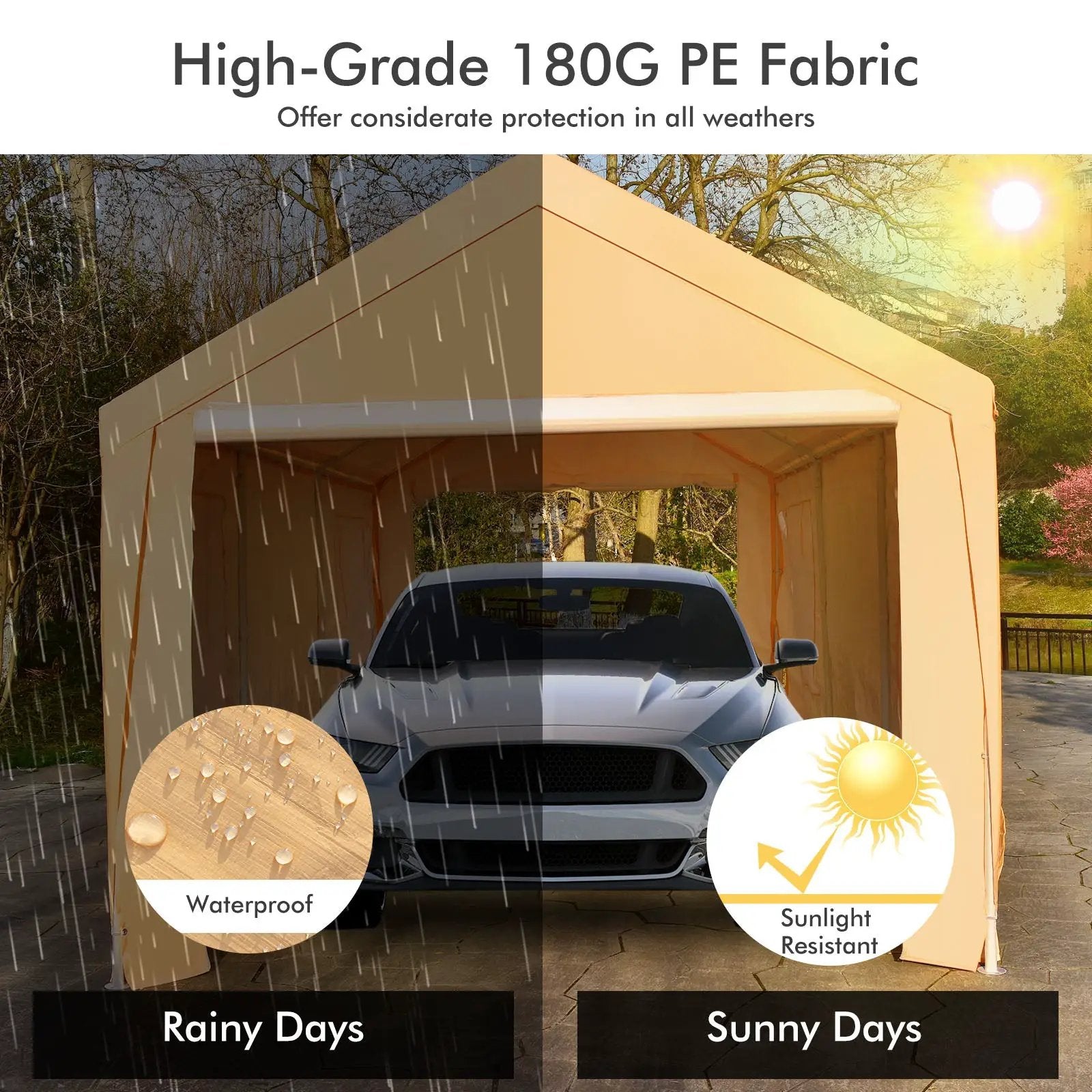 10 x 20 Feet Heavy-Duty Steel Portable Carport Car Canopy Shelter-Yellow by DirectDeals