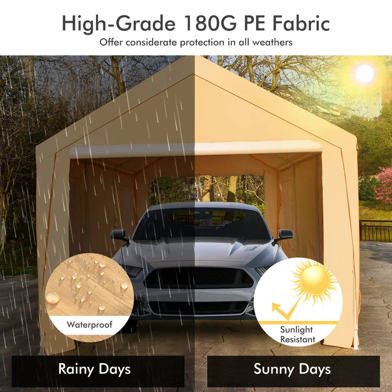10 x 20 Feet Heavy-Duty Steel Portable Carport Car Canopy Shelter-Yellow by DirectDeals