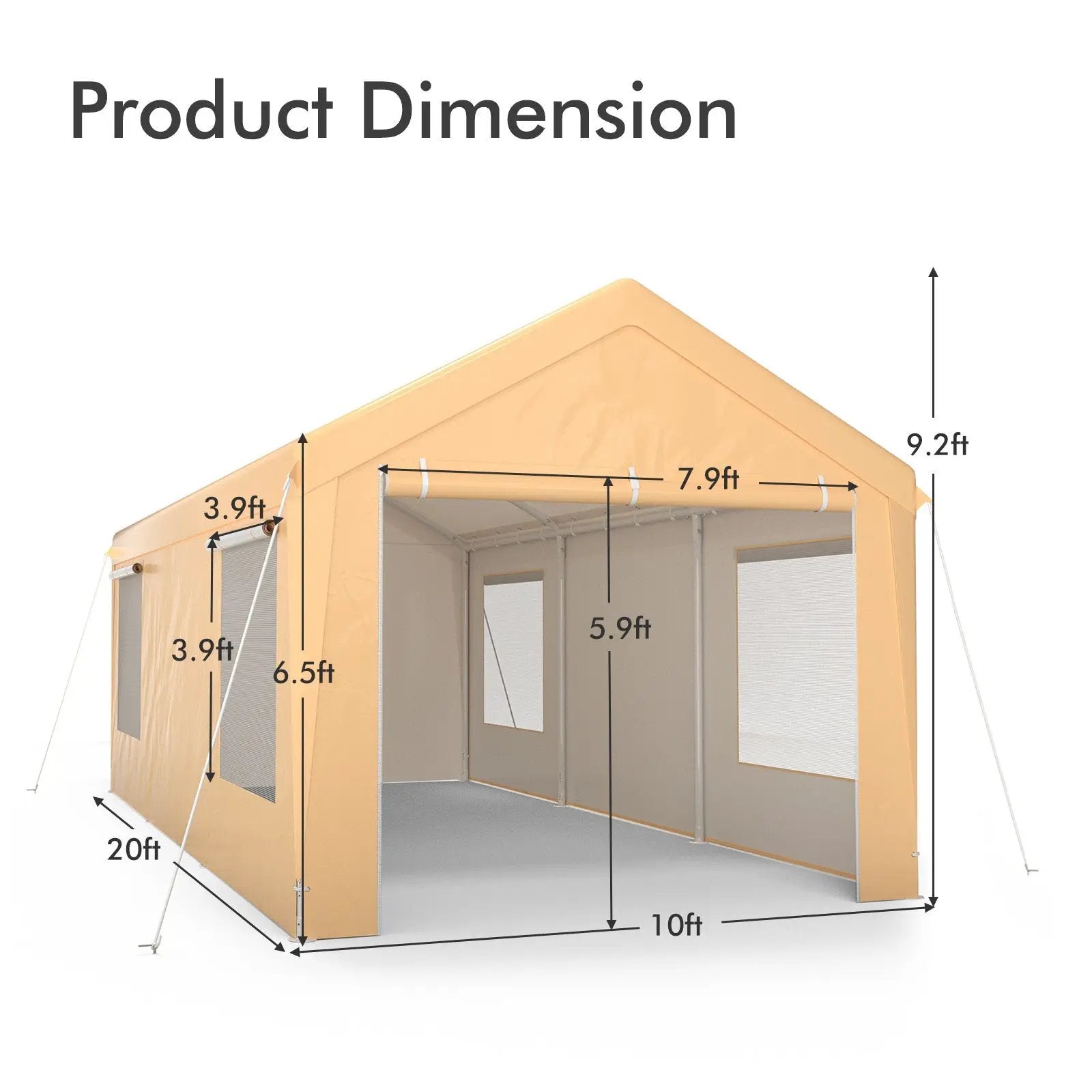 10 x 20 Feet Heavy-Duty Steel Portable Carport Car Canopy Shelter-Yellow by DirectDeals