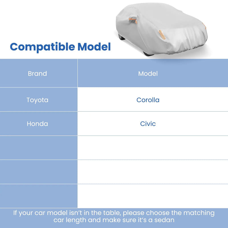 Car Cover for Automobiles 185 Inch Rain Sun UV Protection Universal Fit Sedan Toyota Corolla by DirectDeals