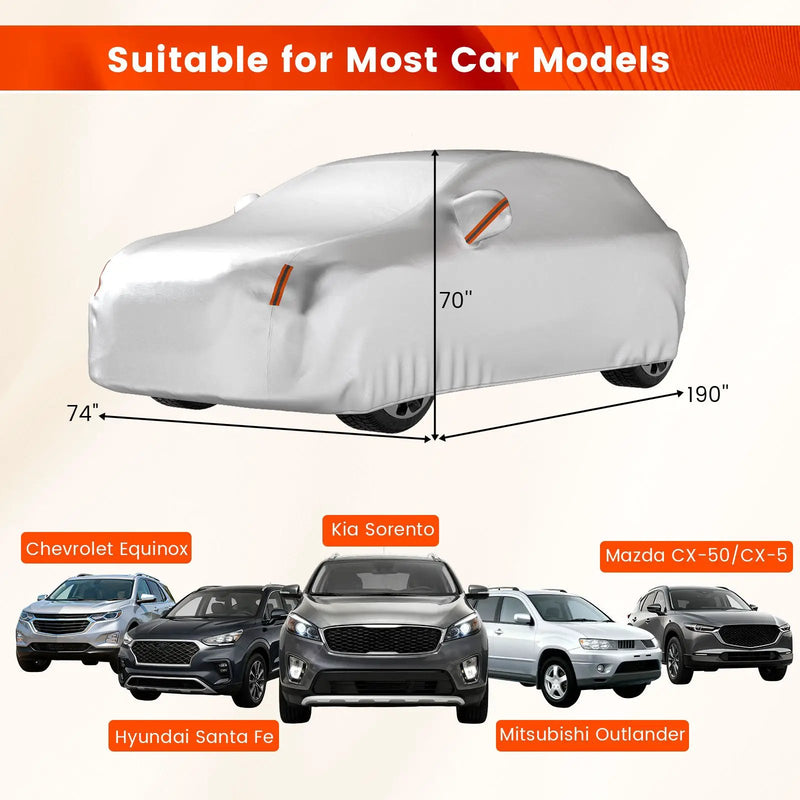 Car Cover for Automobiles 190 Inch Rain Sun UV Protection Universal Fit SUV Chevrolet Hyundai Kia Mazda by DirectDeals