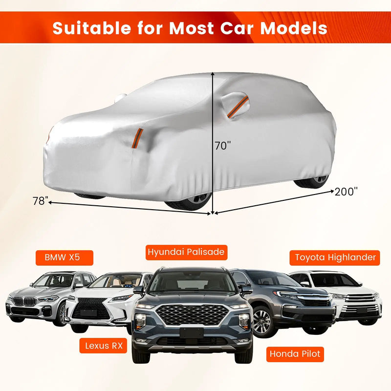 Car Cover for Automobiles 200 Inch Rain Sun UV Protection Fit SUV BMW Honda Lexus Mercedes-Benz by DirectDeals