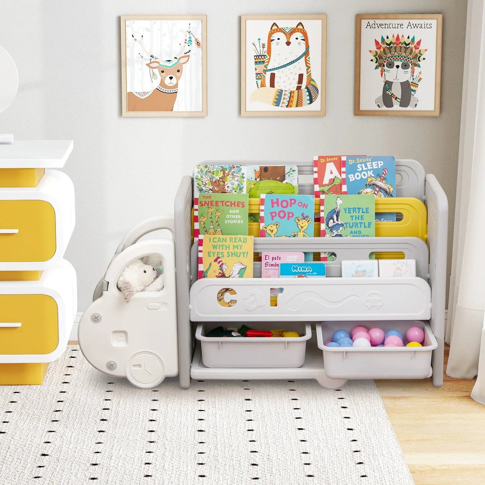 Car Themed Kids Toy Storage and Bookshelf by DirectDeals