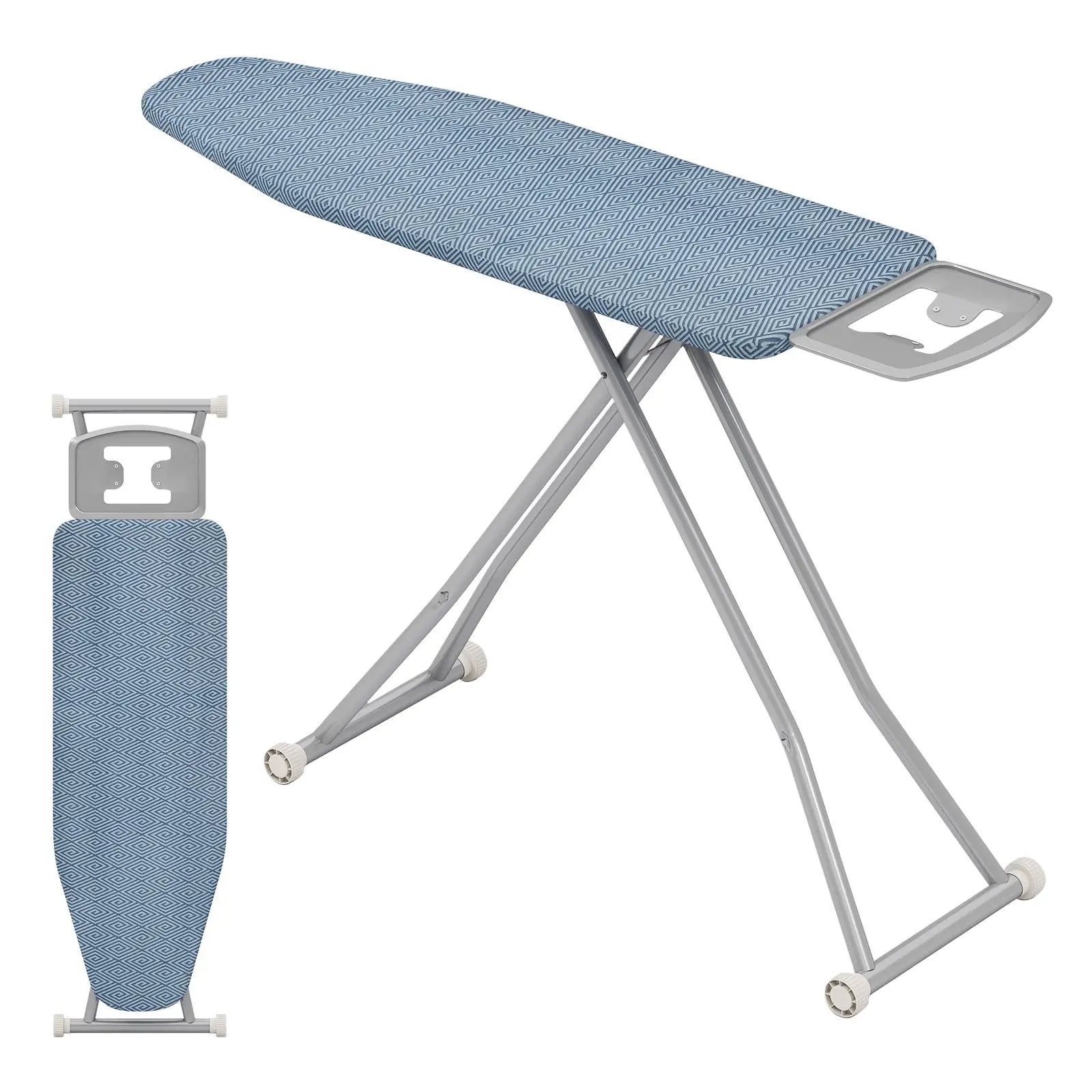 57" x 16.5" Carbon Steel Ironing Table with Iron Rest and 7-Level Height-Blue by DirectDeals