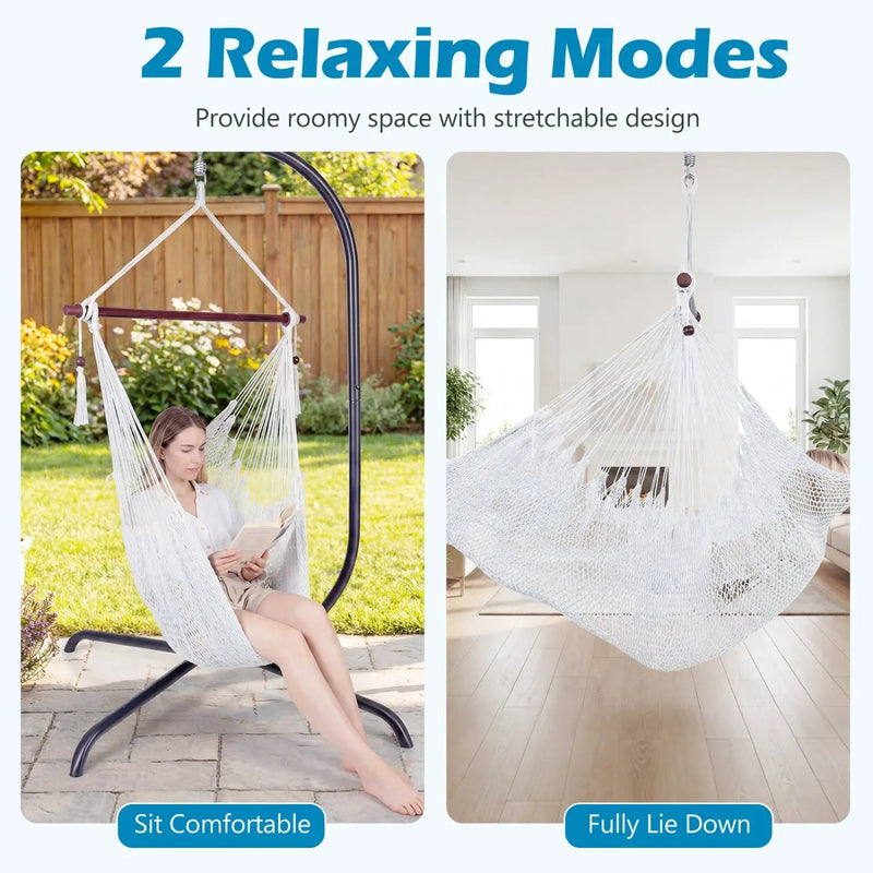 Caribbean Hammock Chair with Metal Spreader Bar - Beige by DirectDeals