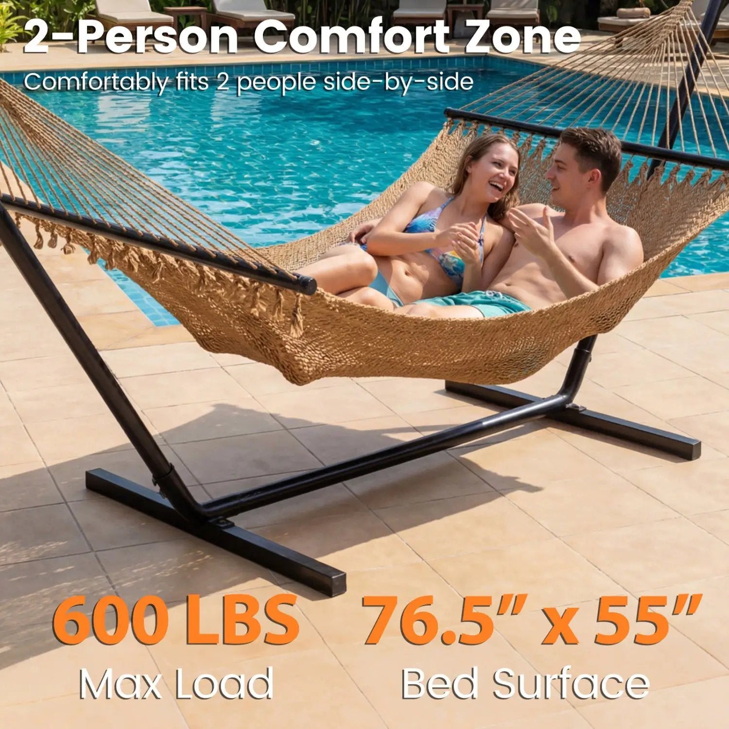 Caribbean Hammock with Spreader Bar for Patio Poolside by DirectDeals