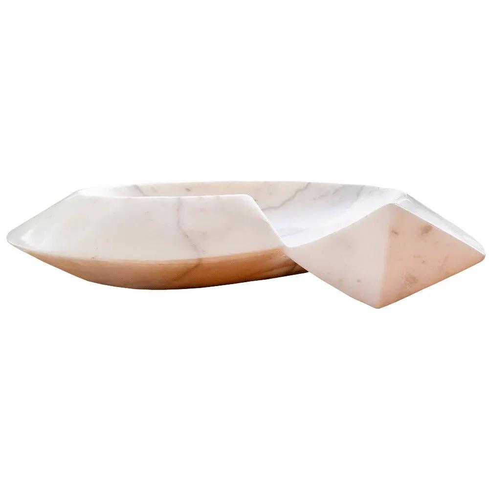 Carrara White Marble Helix Shaped Stone Sink with Polished Finish 20x23x4 by GobekDesign