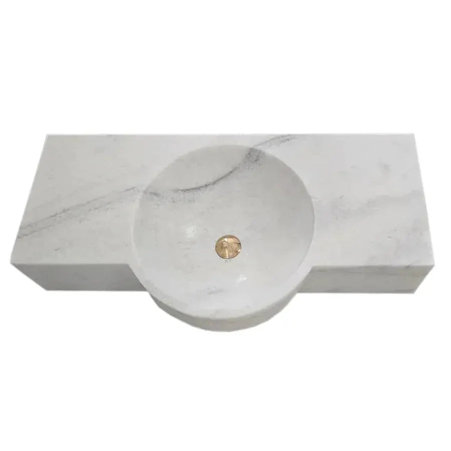 Carrara White Marble Above Vanity Floating Wall Mount Sink 36x16 by GobekDesign